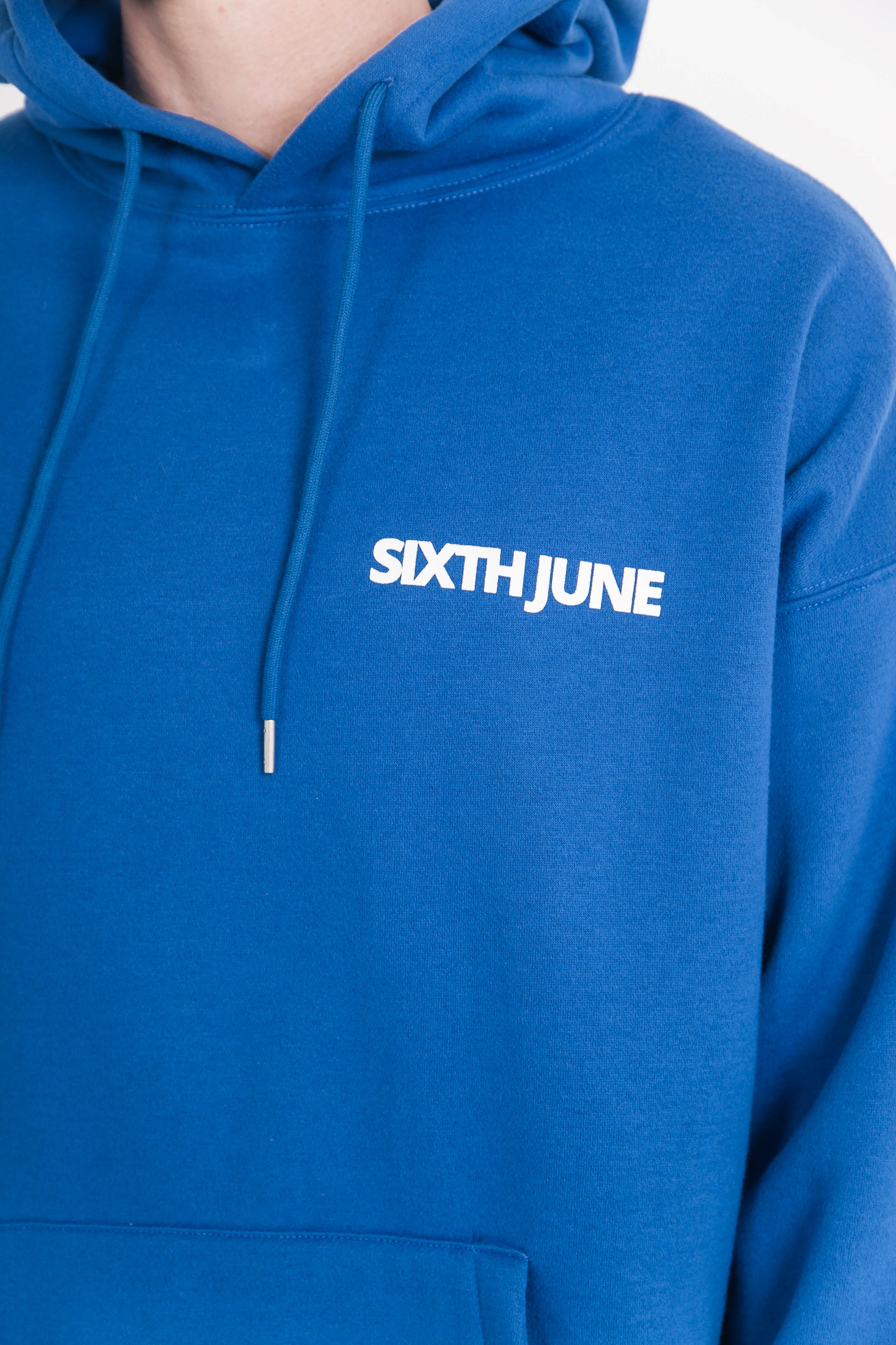 Sweat capuche oversize logo décalé Bleu - Image 3