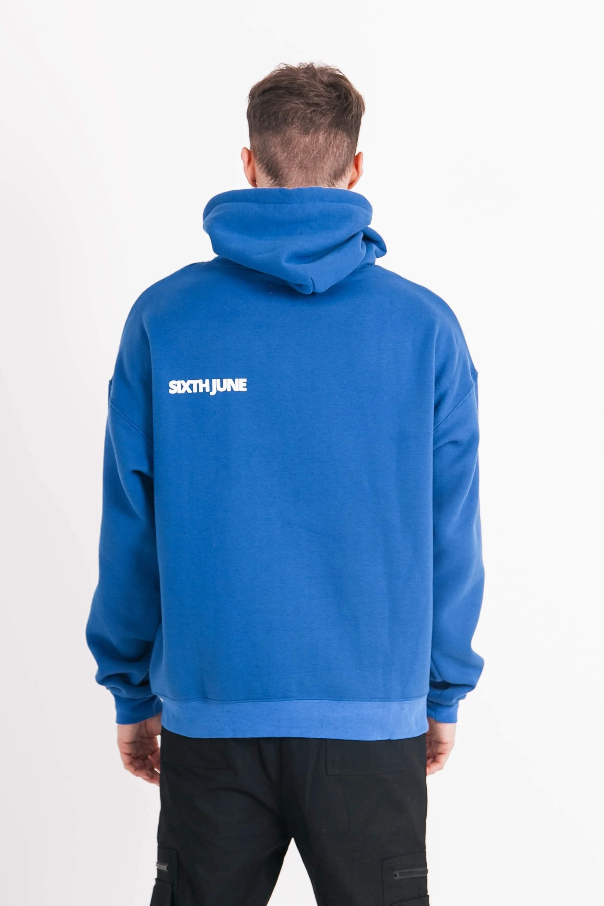 Sweat capuche oversize logo décalé Bleu - Image 5