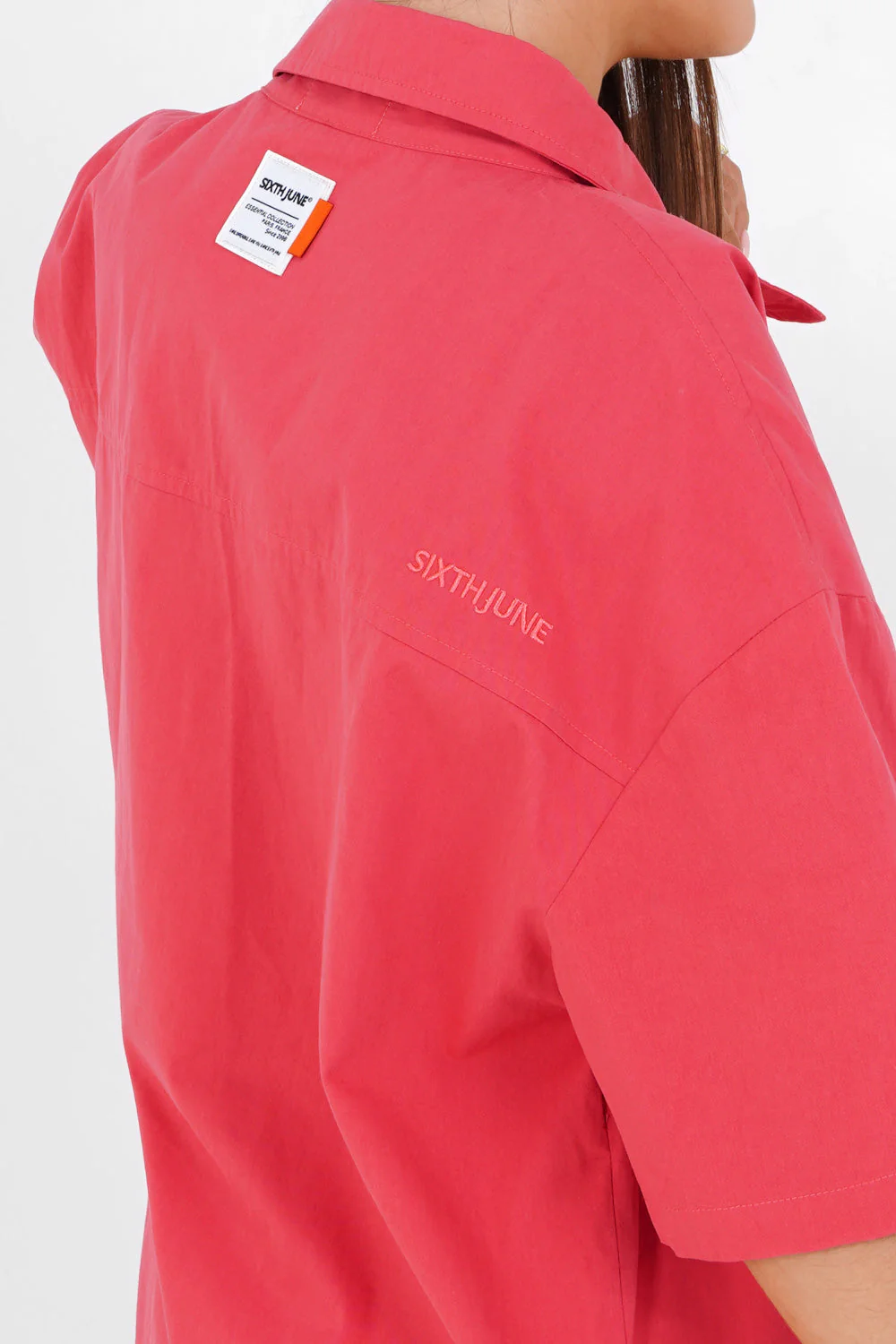 Chemise brodée unie Rose - Image 3