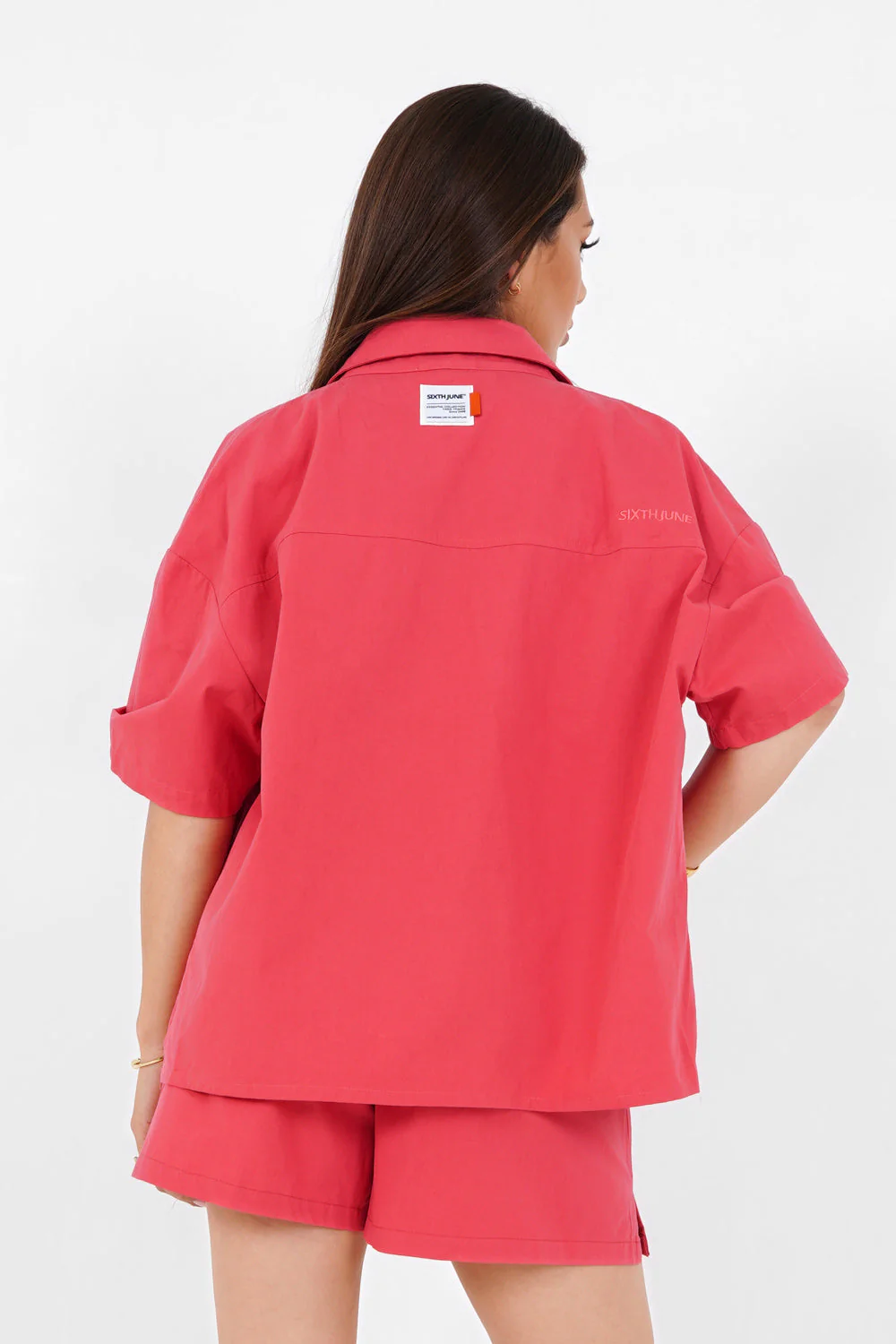 Chemise brodée unie Rose - Image 5