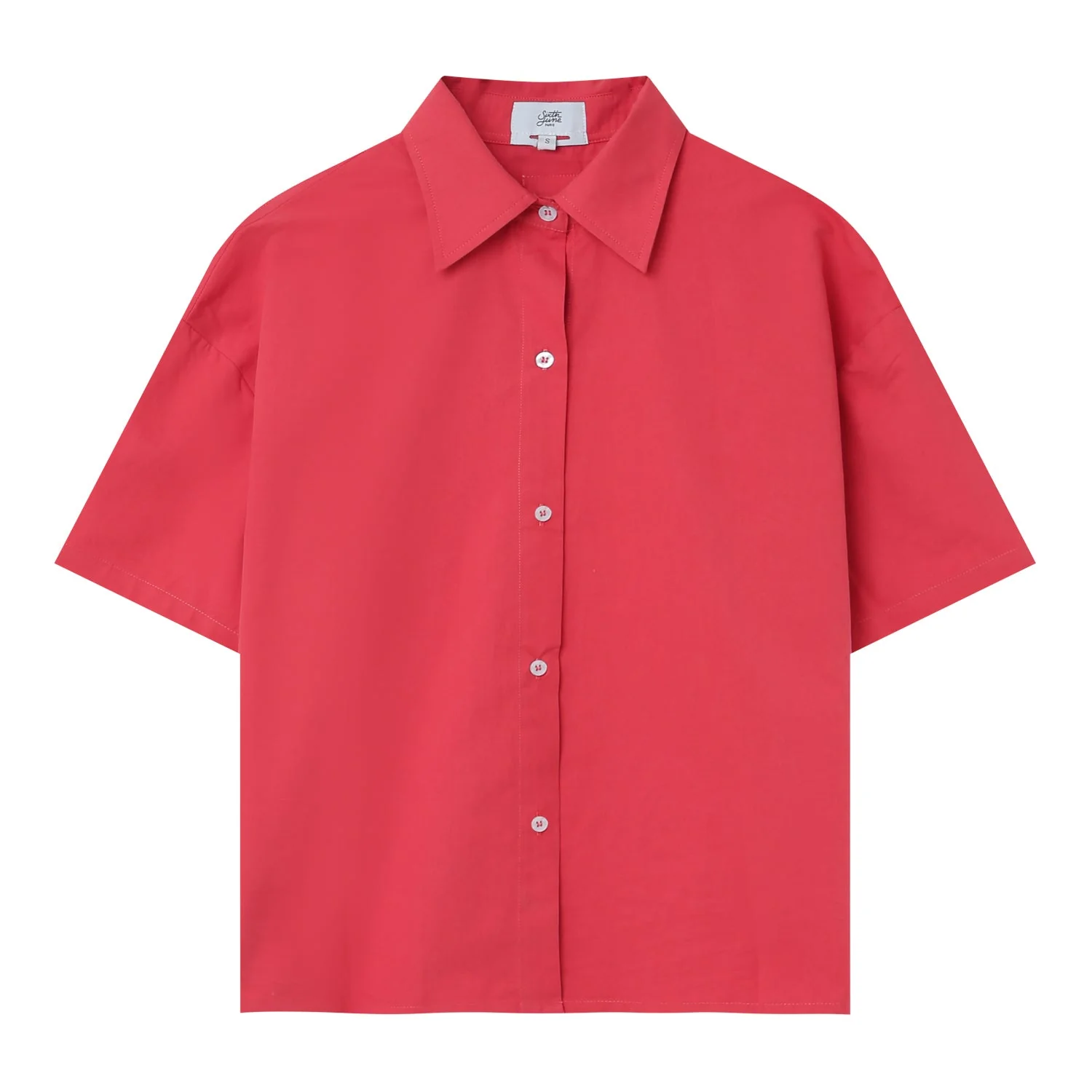 Chemise brodée unie Rose - Image 7