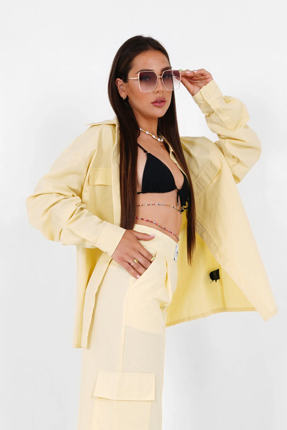 Chemise manches longues jaune - Image 4