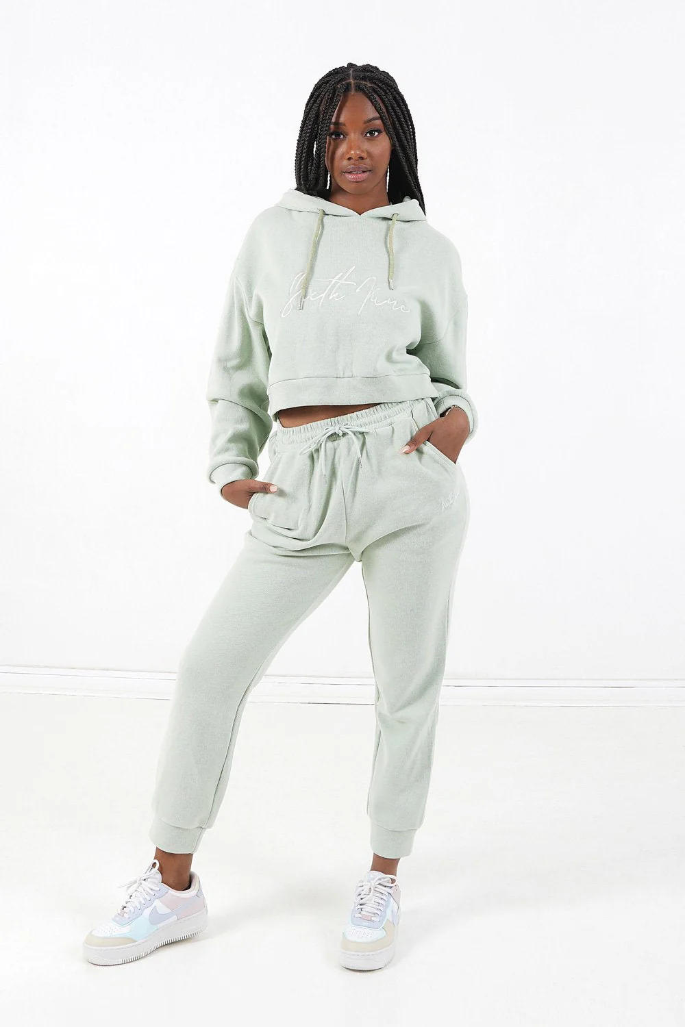 Sweatshirt capuche molletonné Vert clair - Image 2