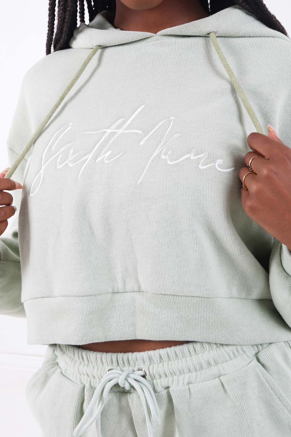 Sweatshirt capuche molletonné Vert clair - Image 3