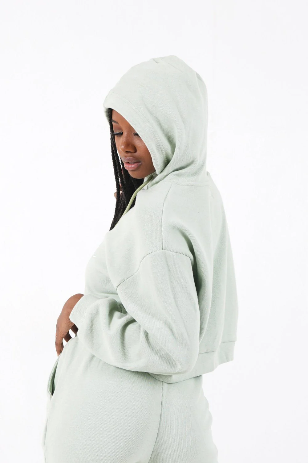 Sweatshirt capuche molletonné Vert clair - Image 5