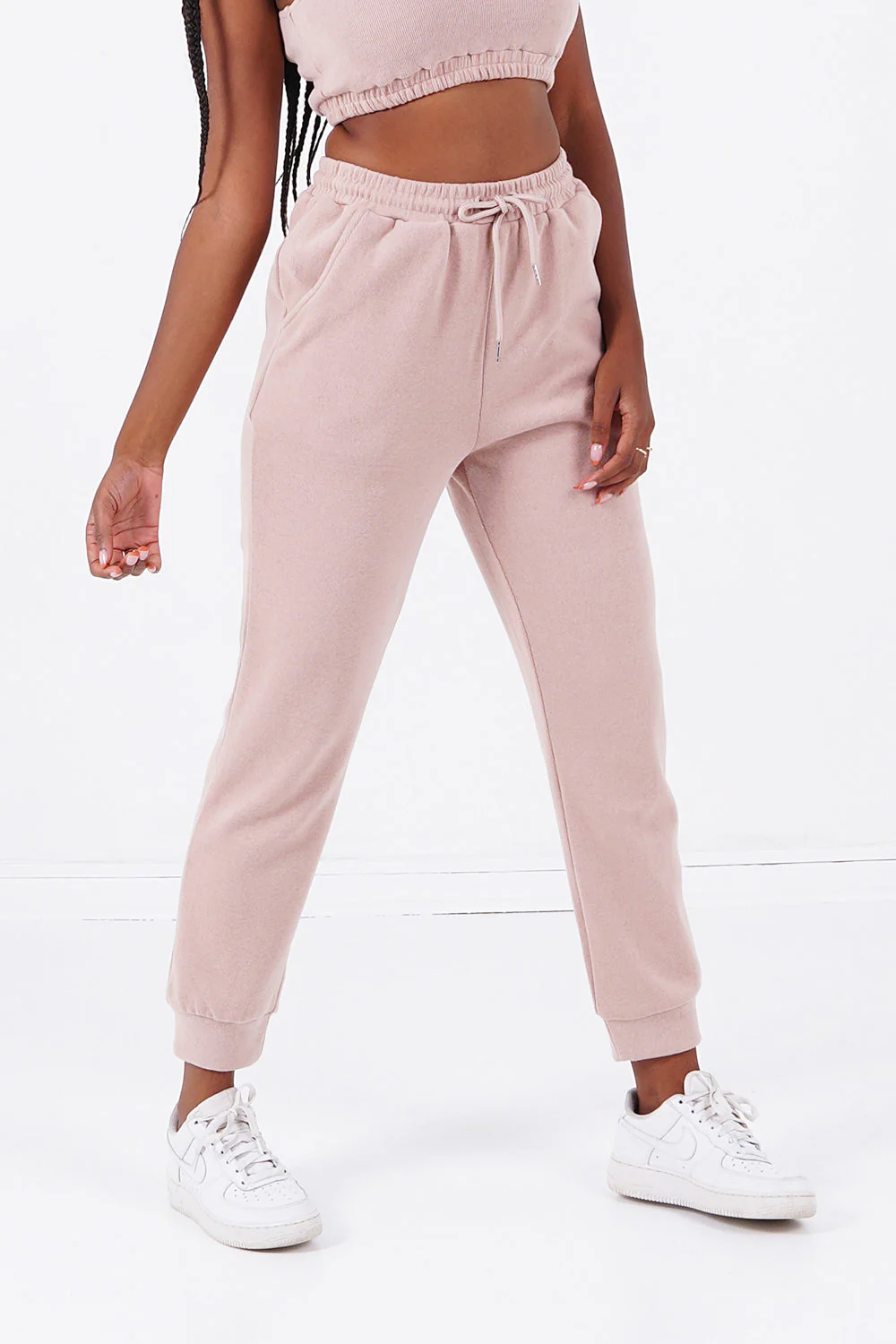 Jogging signature molletonnée Beige clair