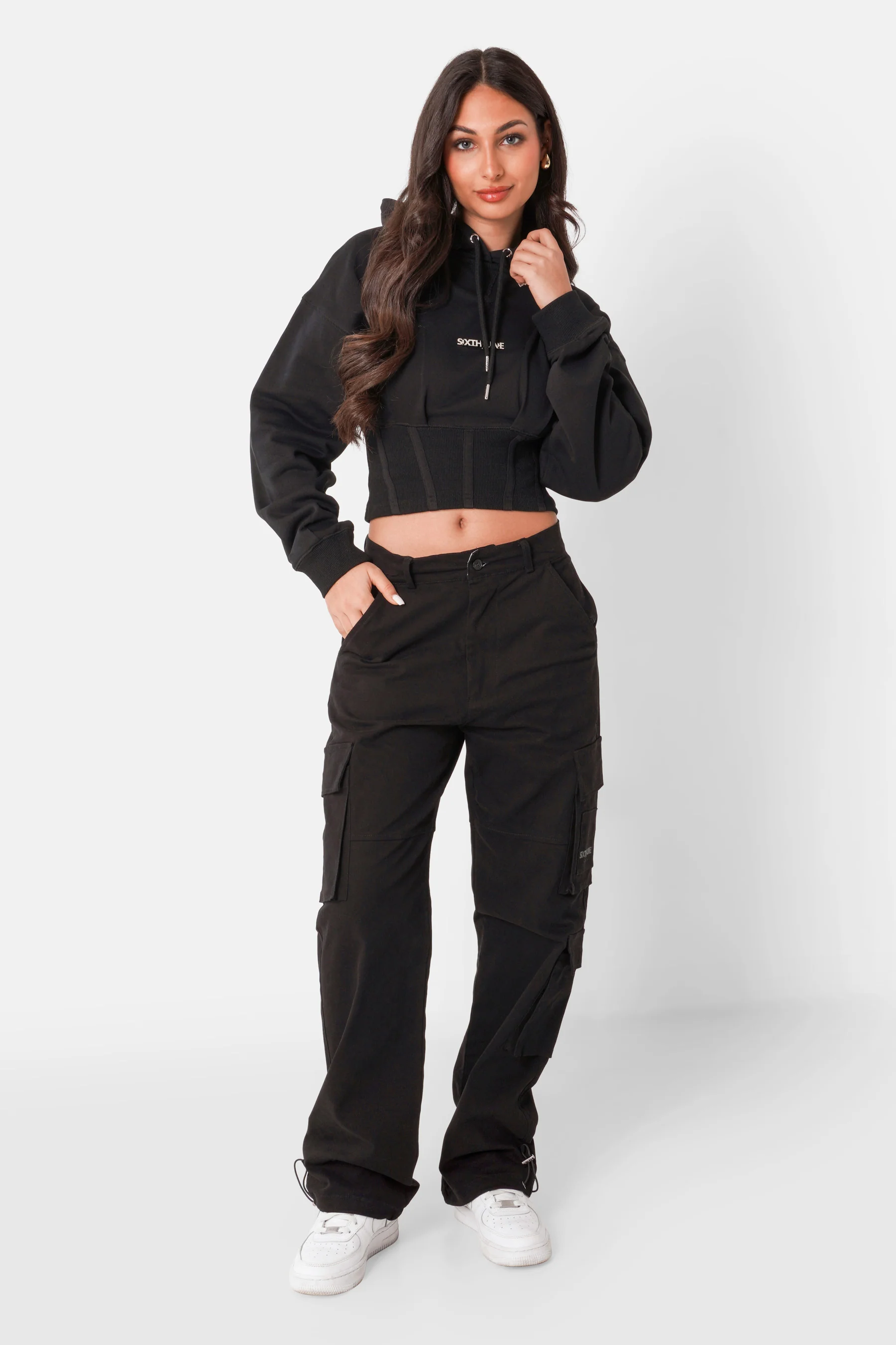 Sweatshirt capuche logo métallique Noir - Image 2