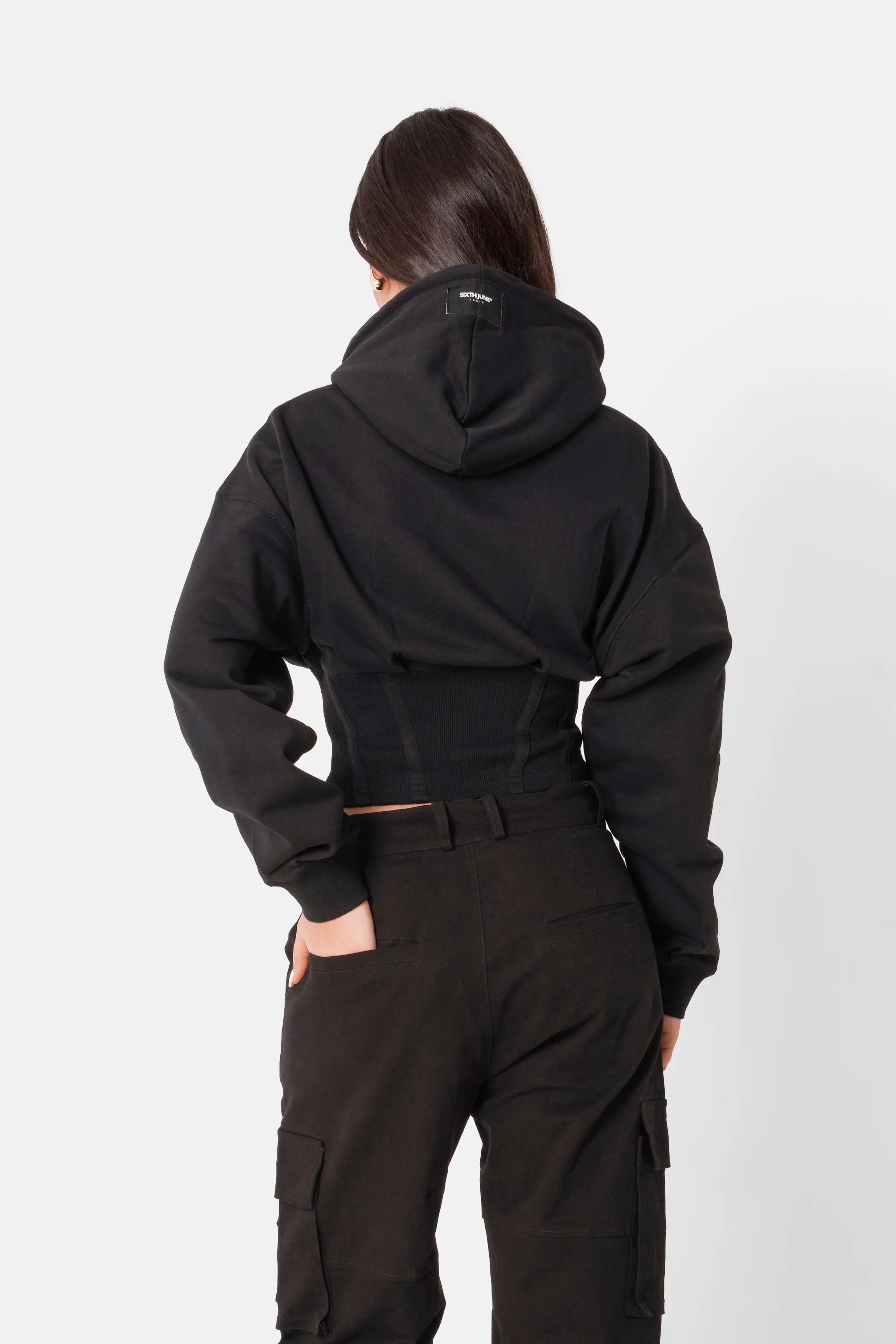 Sweatshirt capuche logo métallique Noir - Image 5