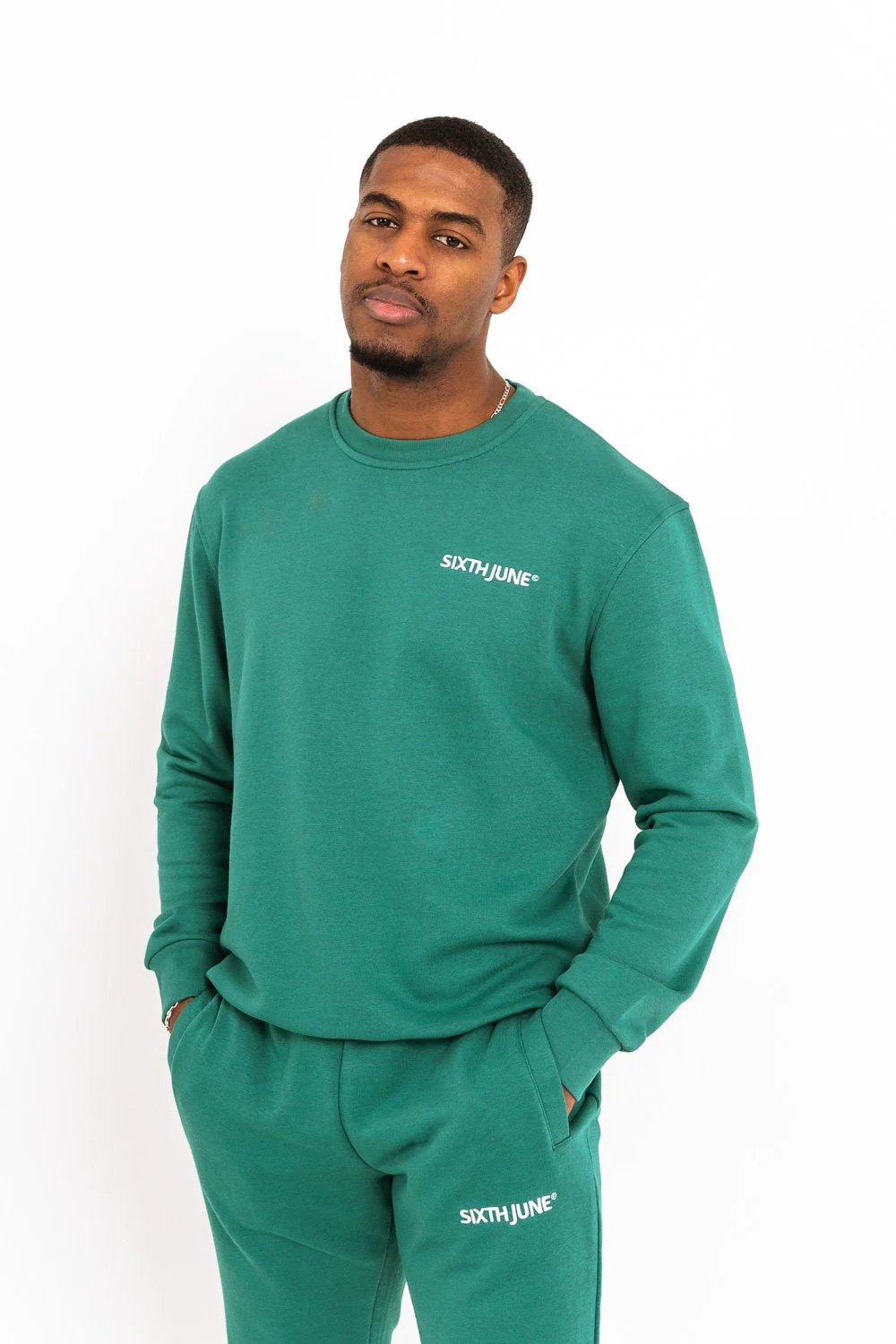 Sweatshirt soft logo brodé Vert foncé