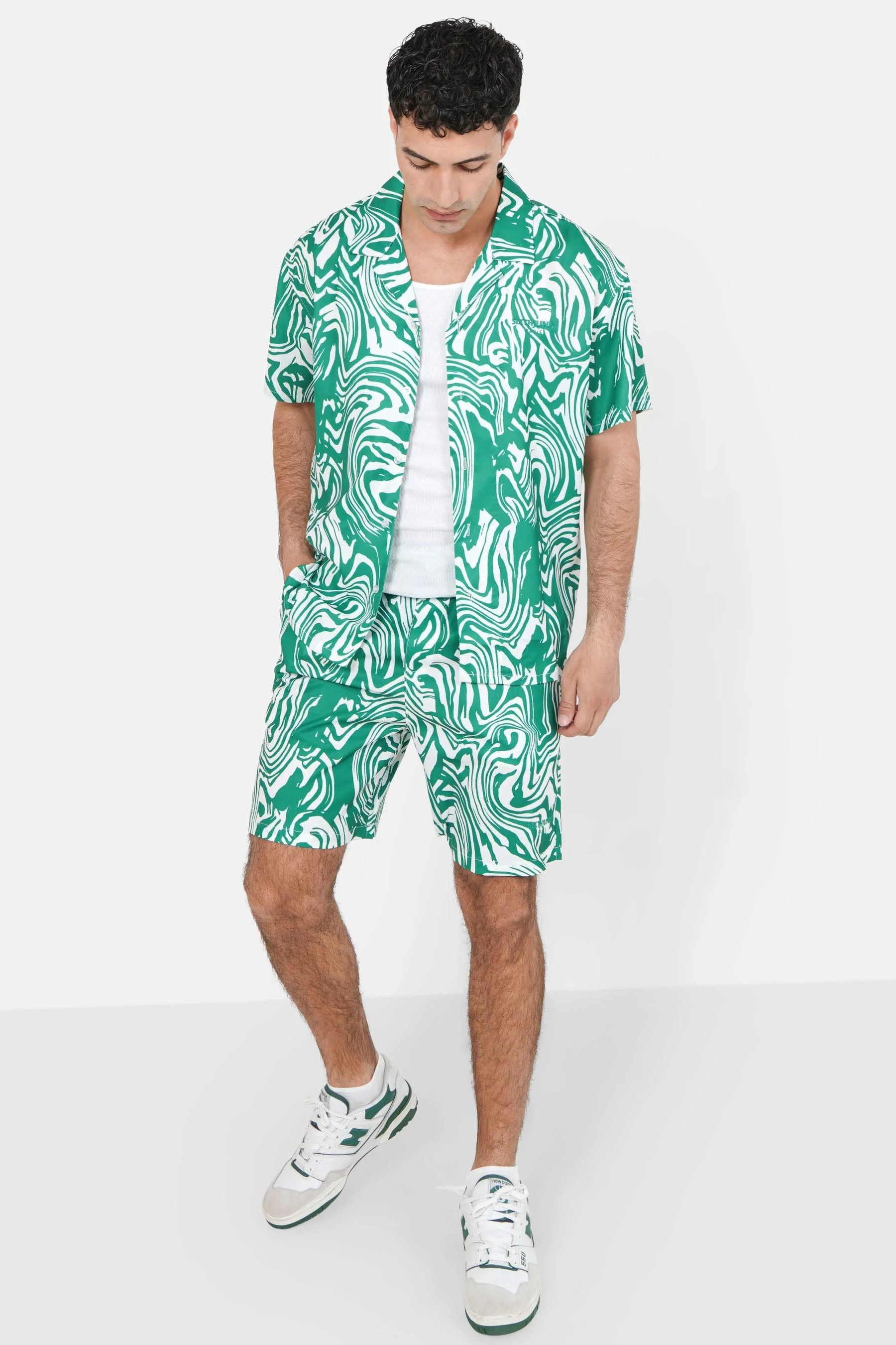 Chemise manches courtes imprimé Vert - Image 2