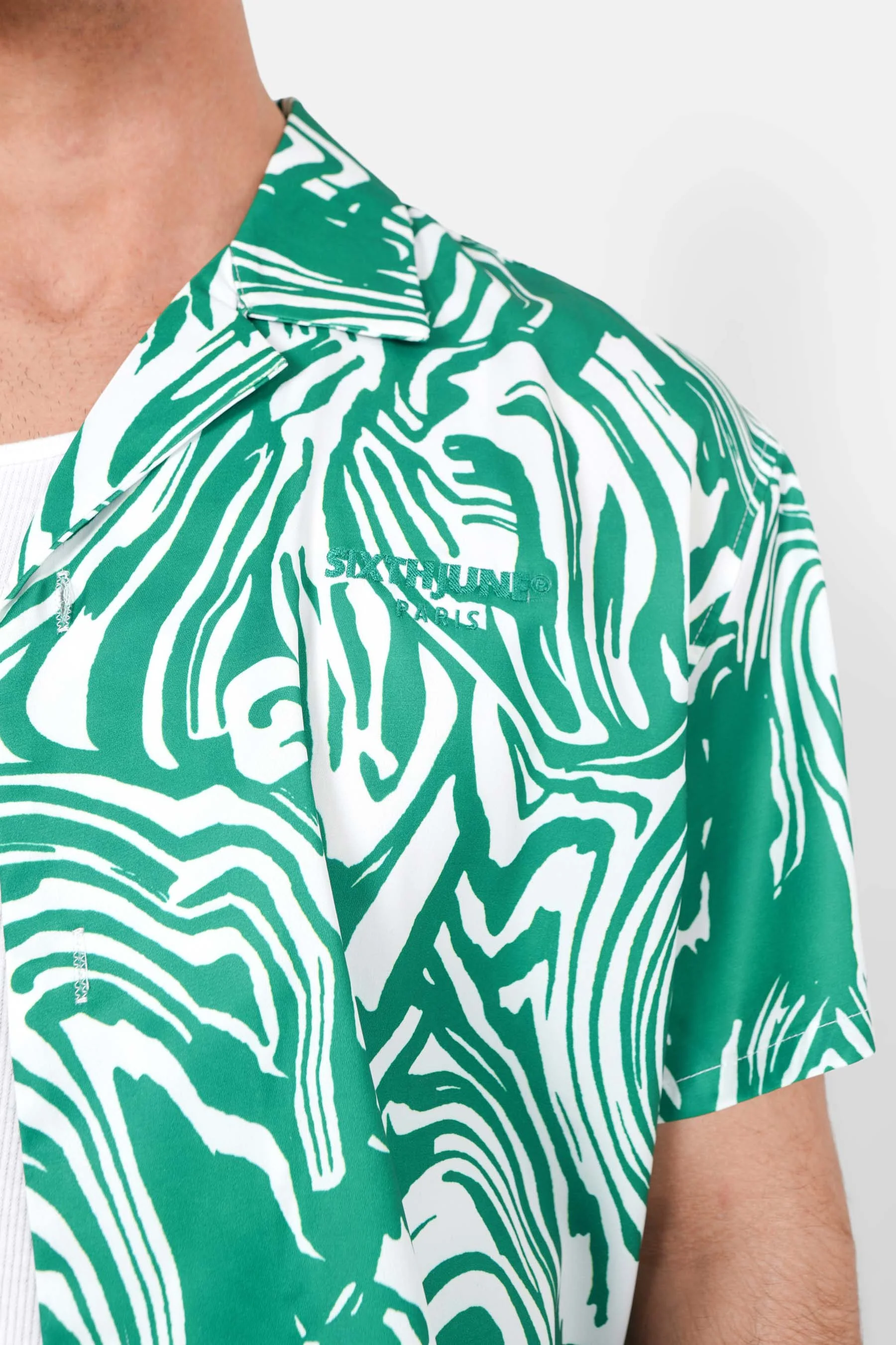 Chemise manches courtes imprimé Vert - Image 3