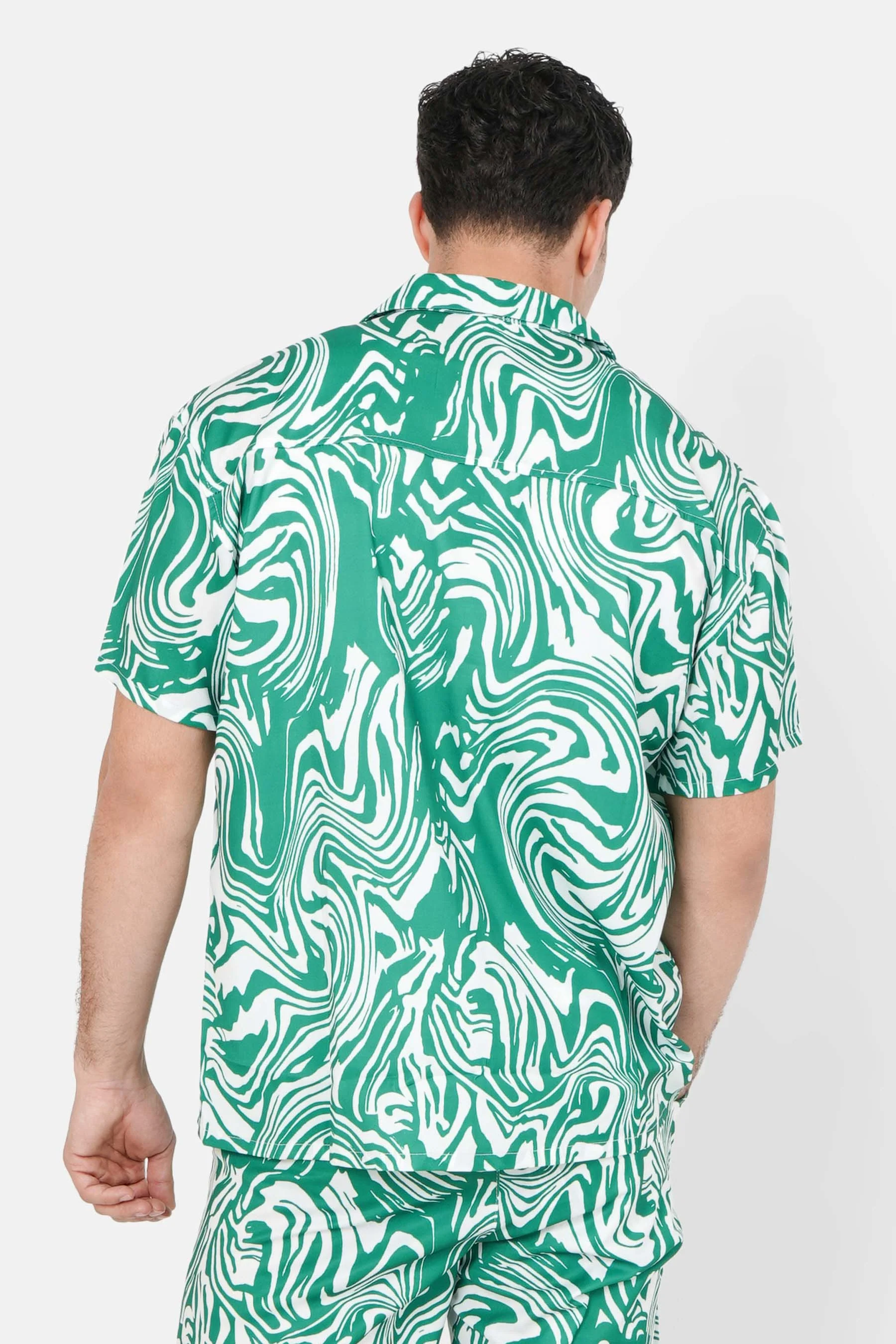 Chemise manches courtes imprimé Vert - Image 5