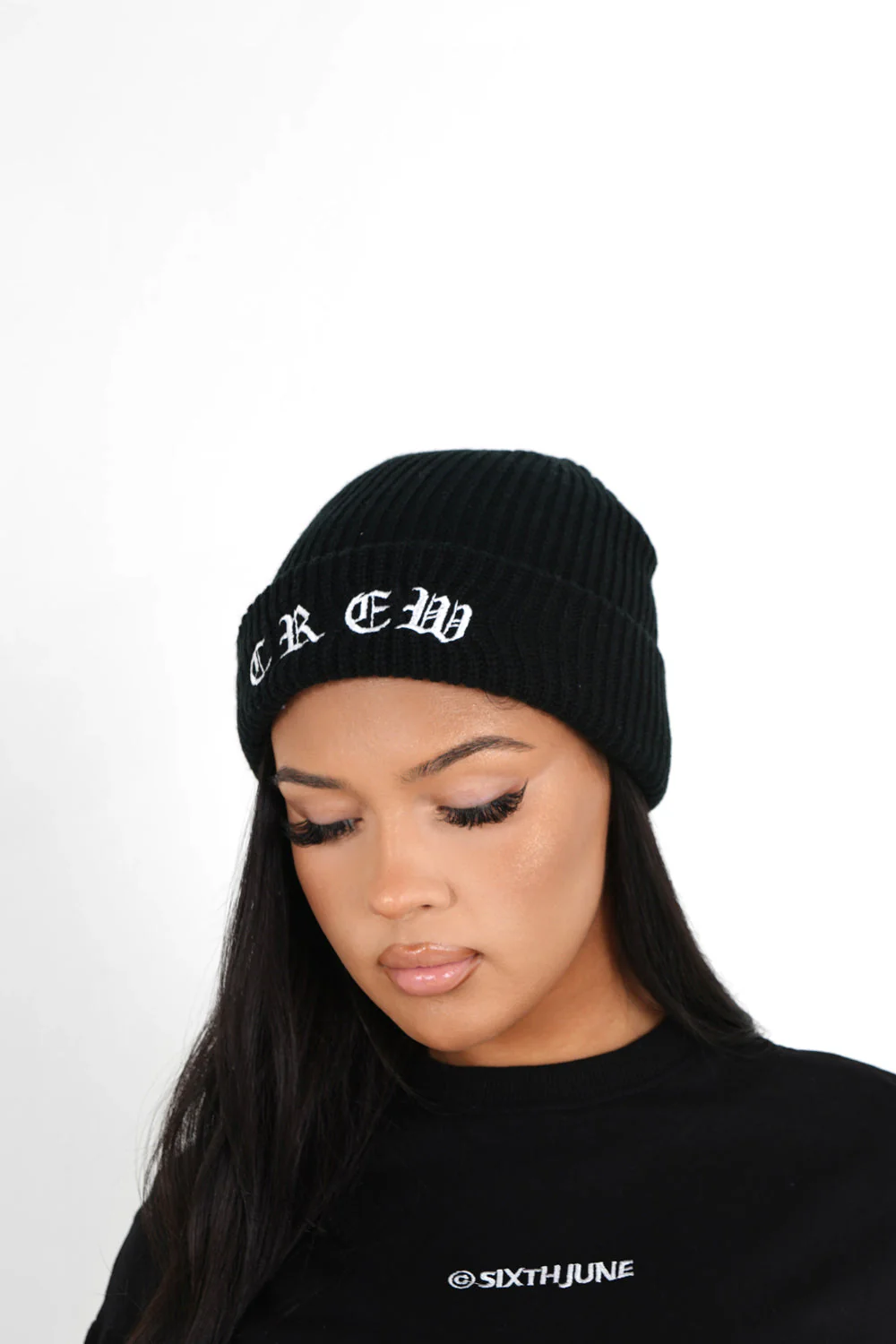 Bonnet brodé Crew Noir - Image 6