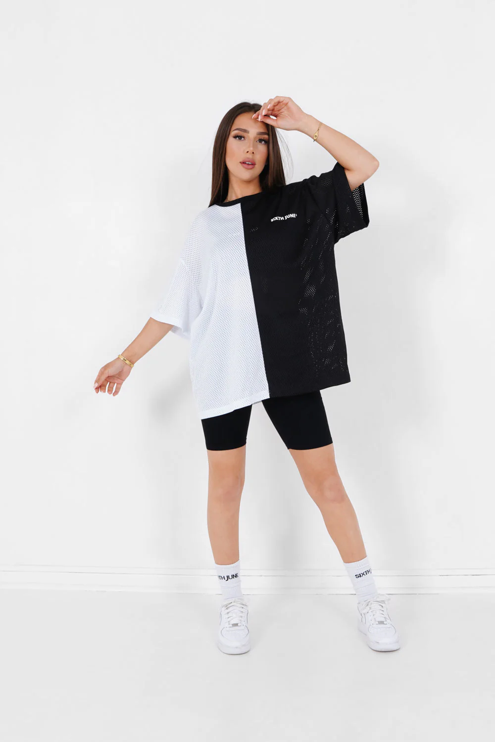 T-shirt mesh bicolore Noir - Image 2