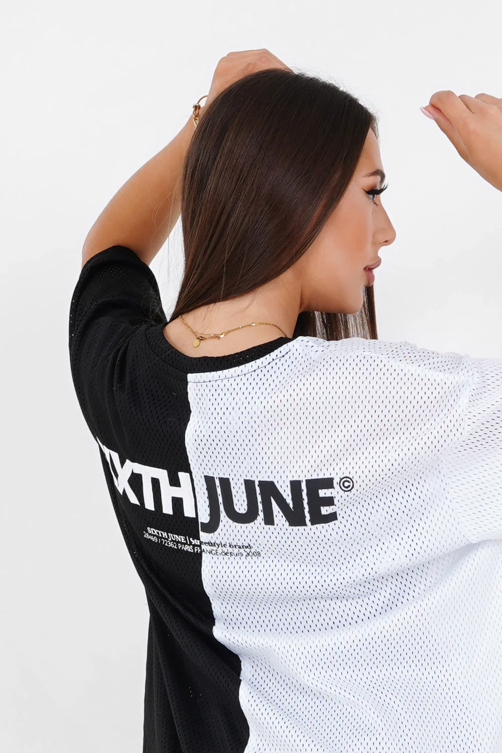 T-shirt mesh bicolore Noir - Image 3