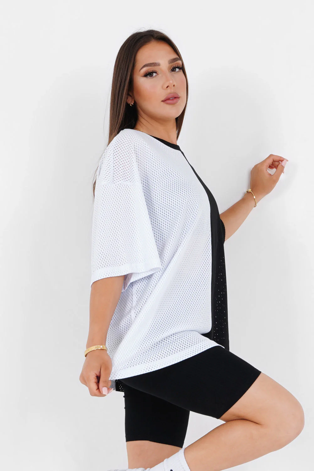 T-shirt mesh bicolore Noir - Image 4