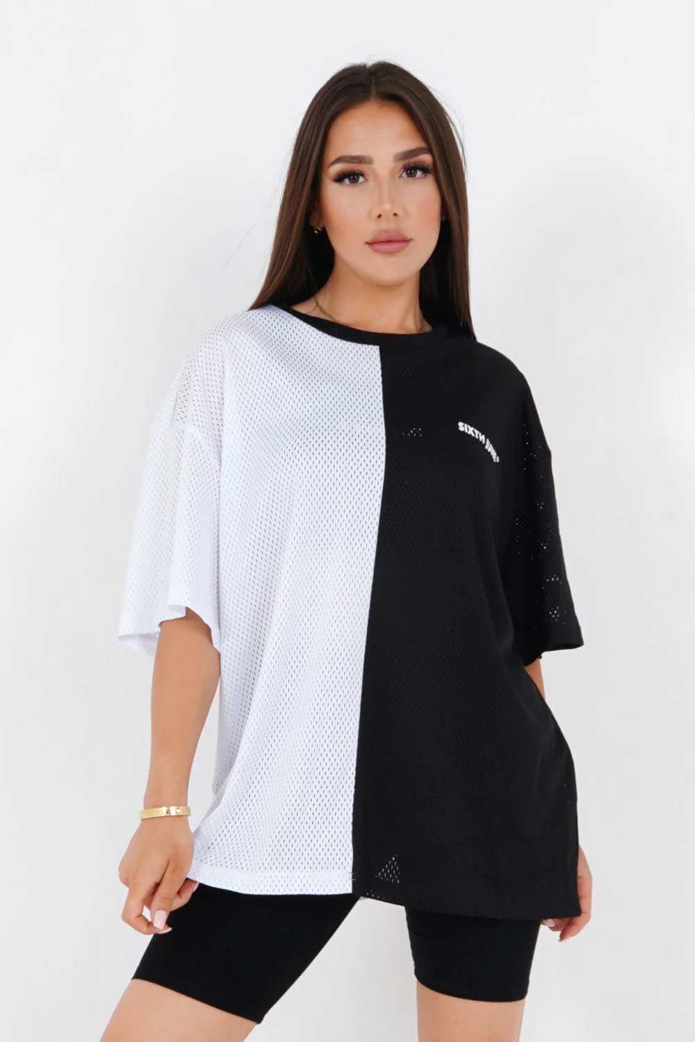 T-shirt mesh bicolore Noir - Image 5