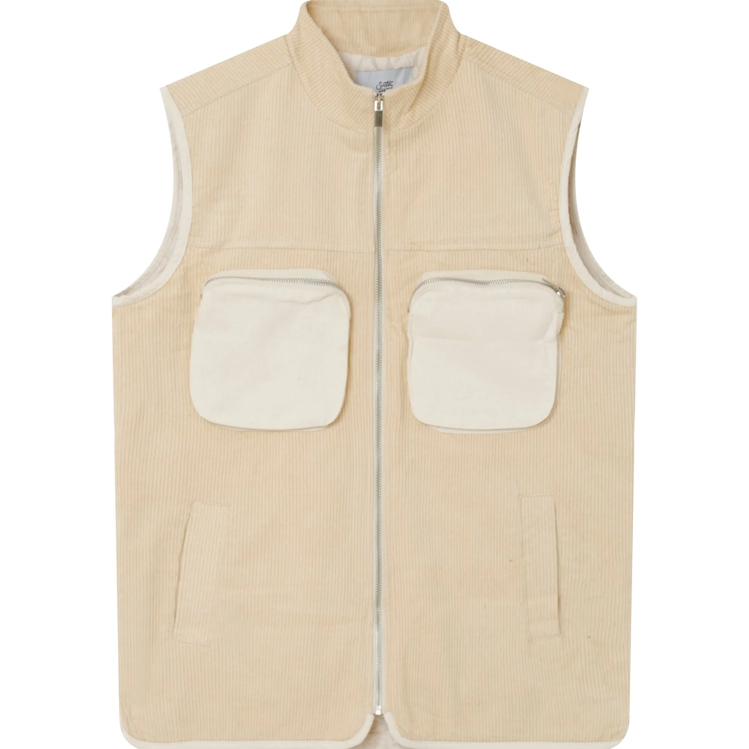 Veste sans manches bi matière Beige clair - Image 6