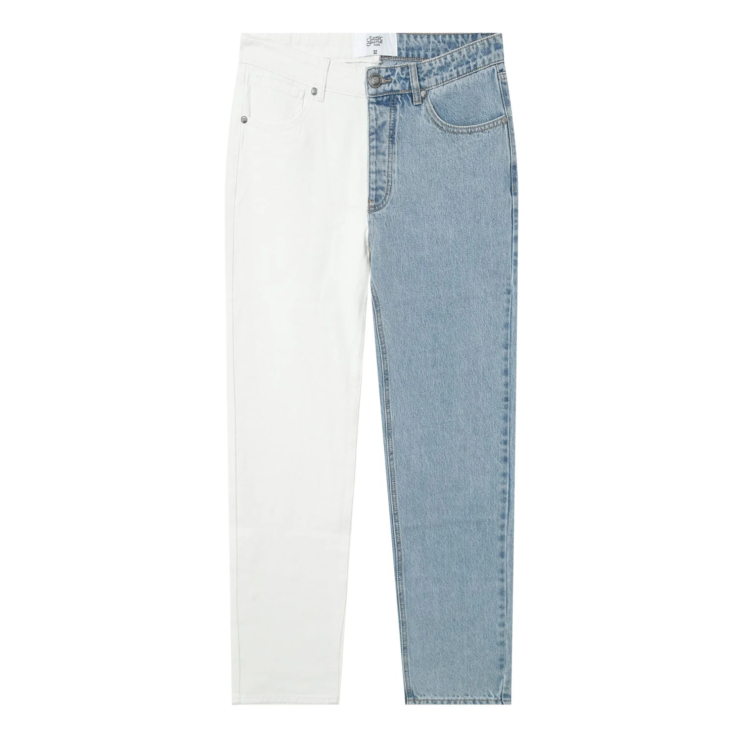 Jean bicolore droit Bleu - Image 6