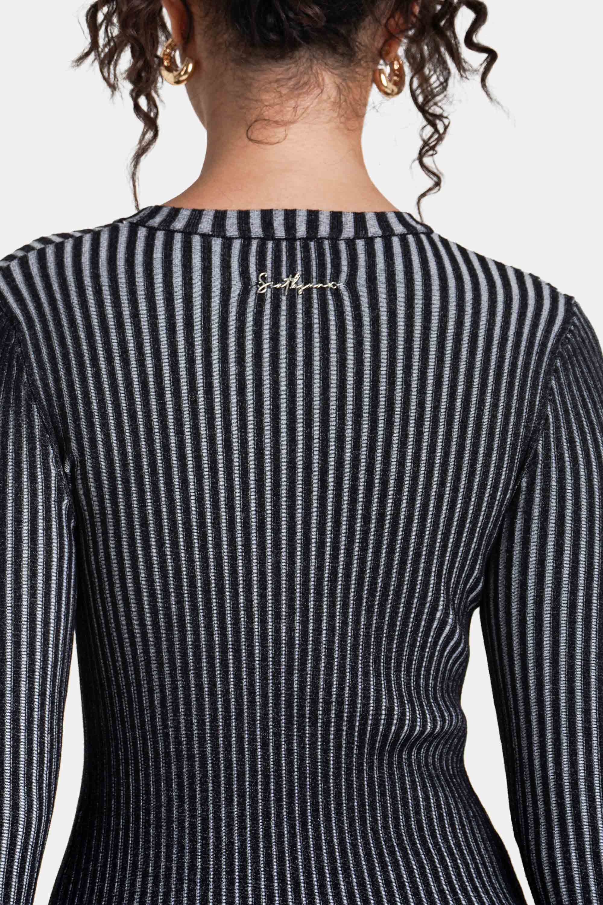KNITTED bicolored l/s dress - Image 3
