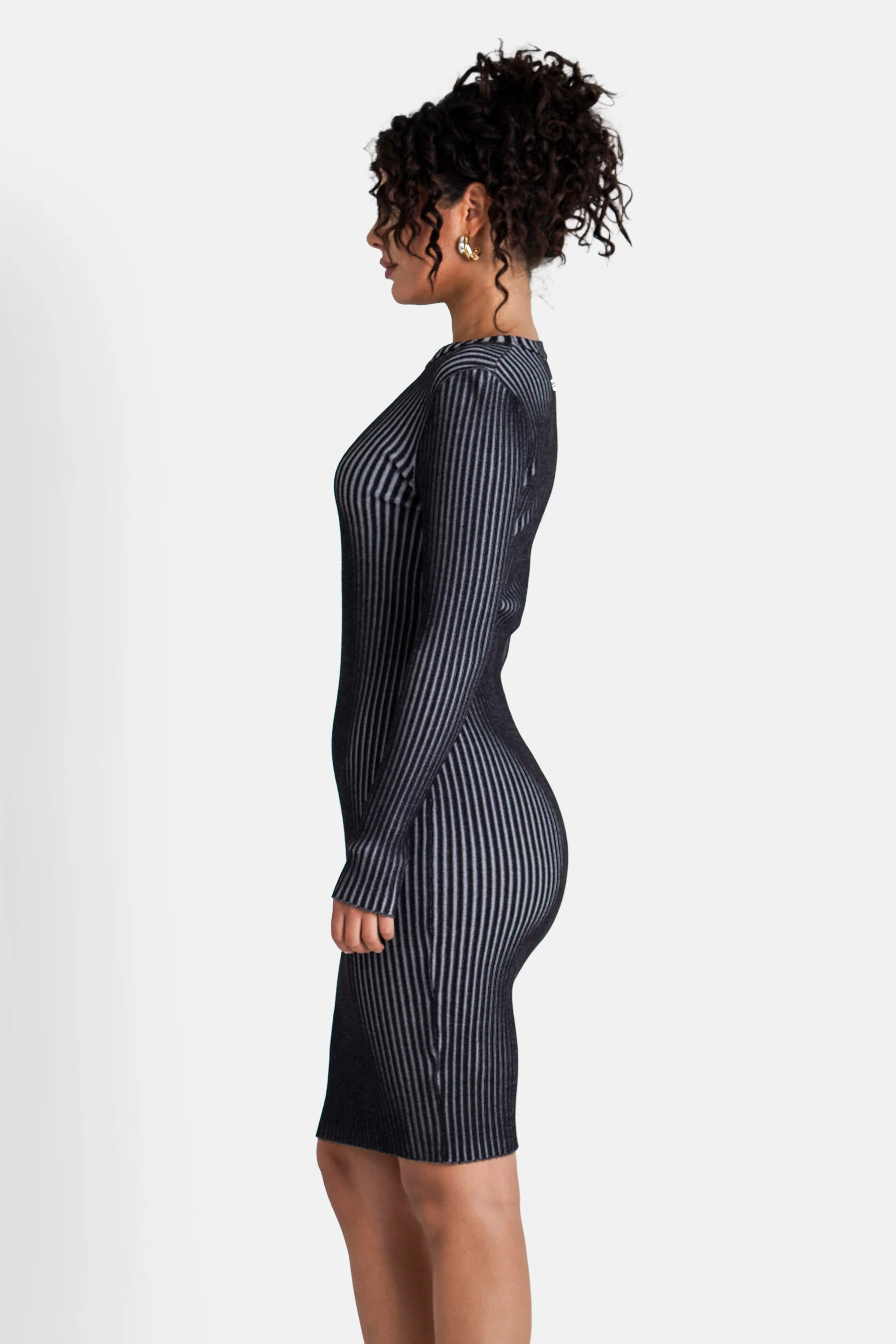KNITTED bicolored l/s dress - Image 4