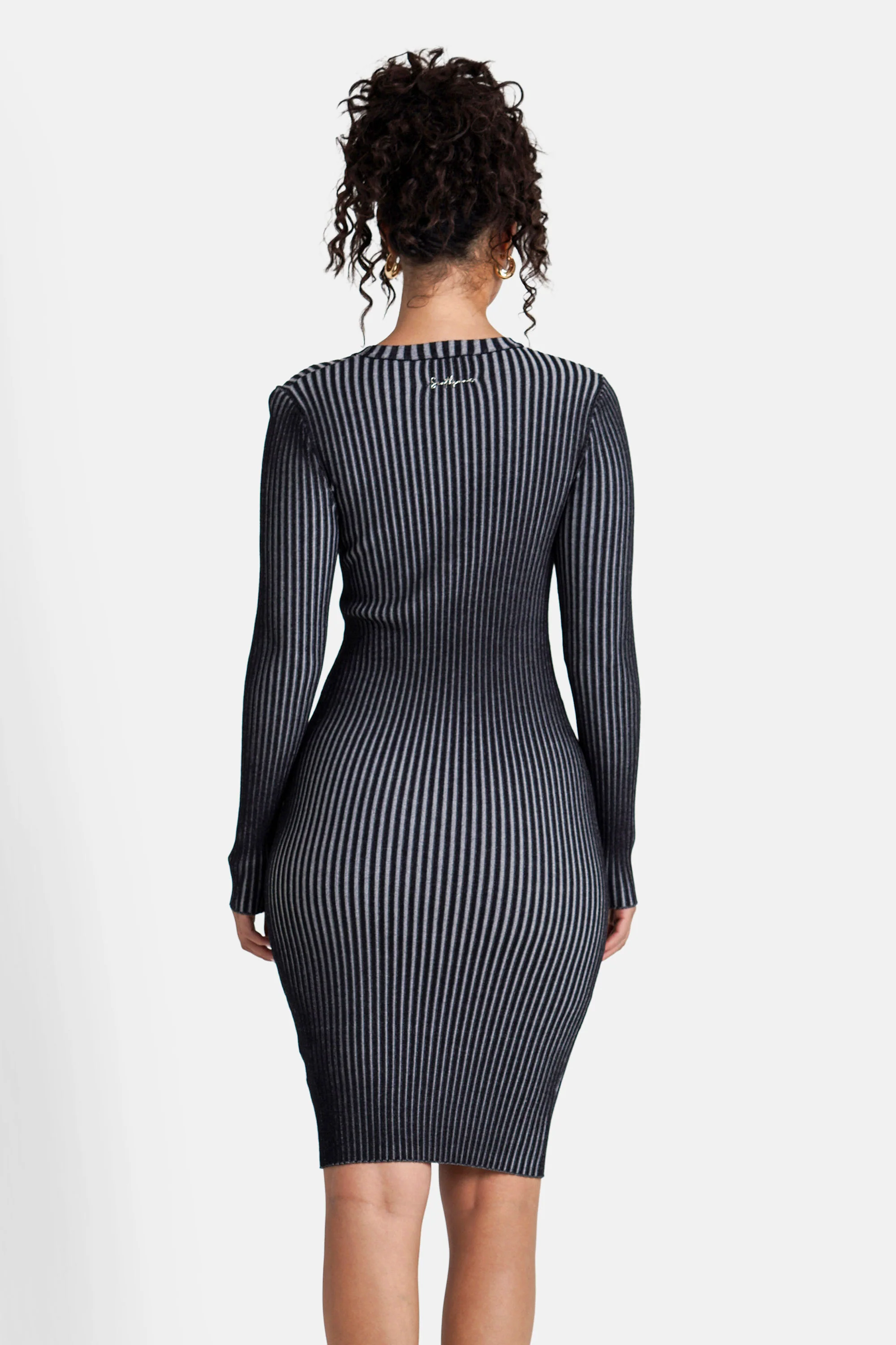 KNITTED bicolored l/s dress - Image 5