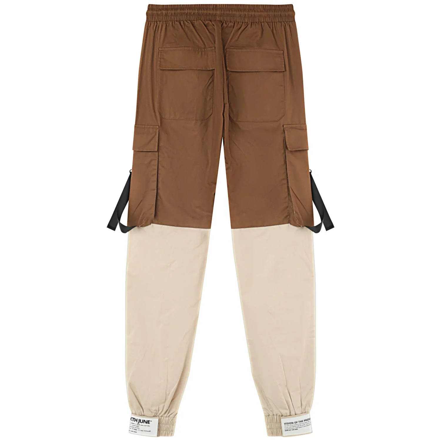 Pantalon cargo bicolore sangles Marron - Image 7