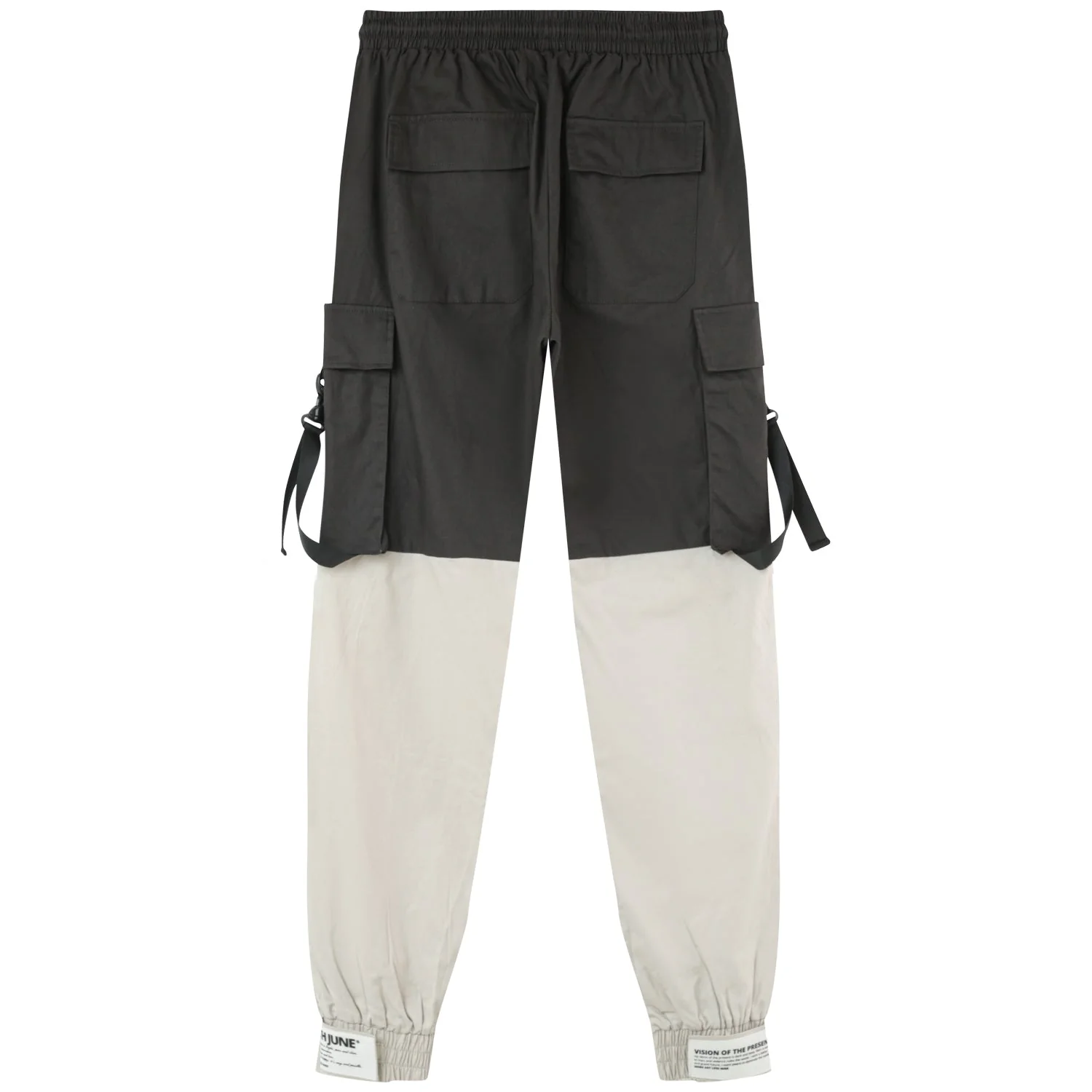 Pantalon cargo bicolore sangles Noir - Image 8