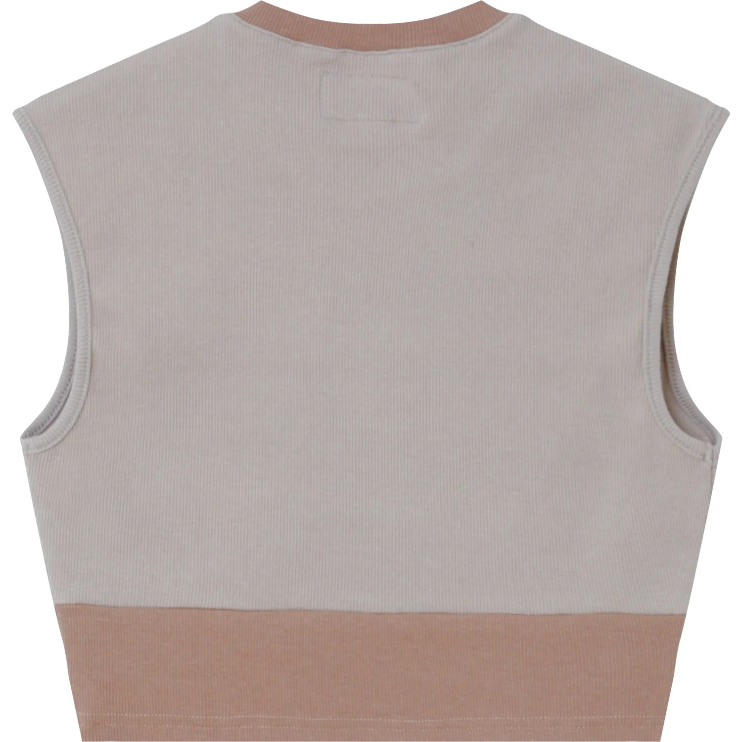 Top bicolor côtelé Beige clair - Image 7