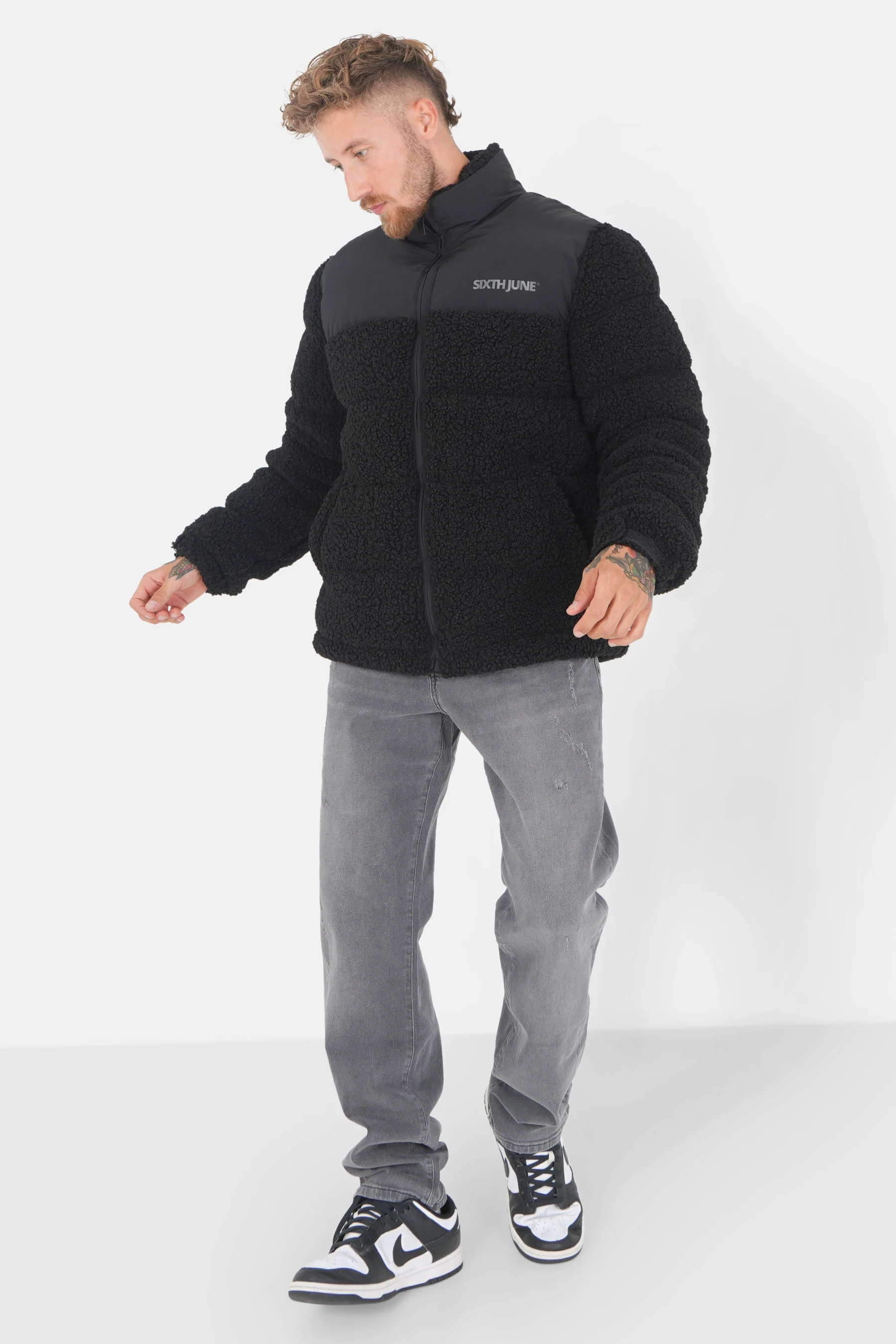 Doudoune bi matière sherpa Noir - Image 2