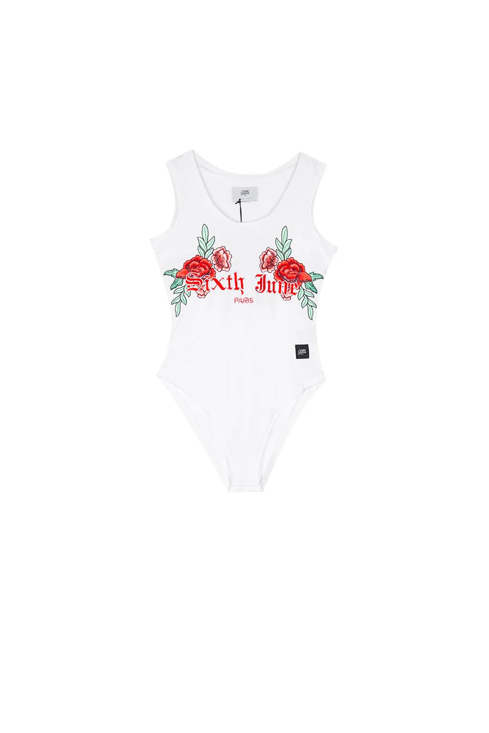 Body imprimé broderies fleurs blanc - Image 6