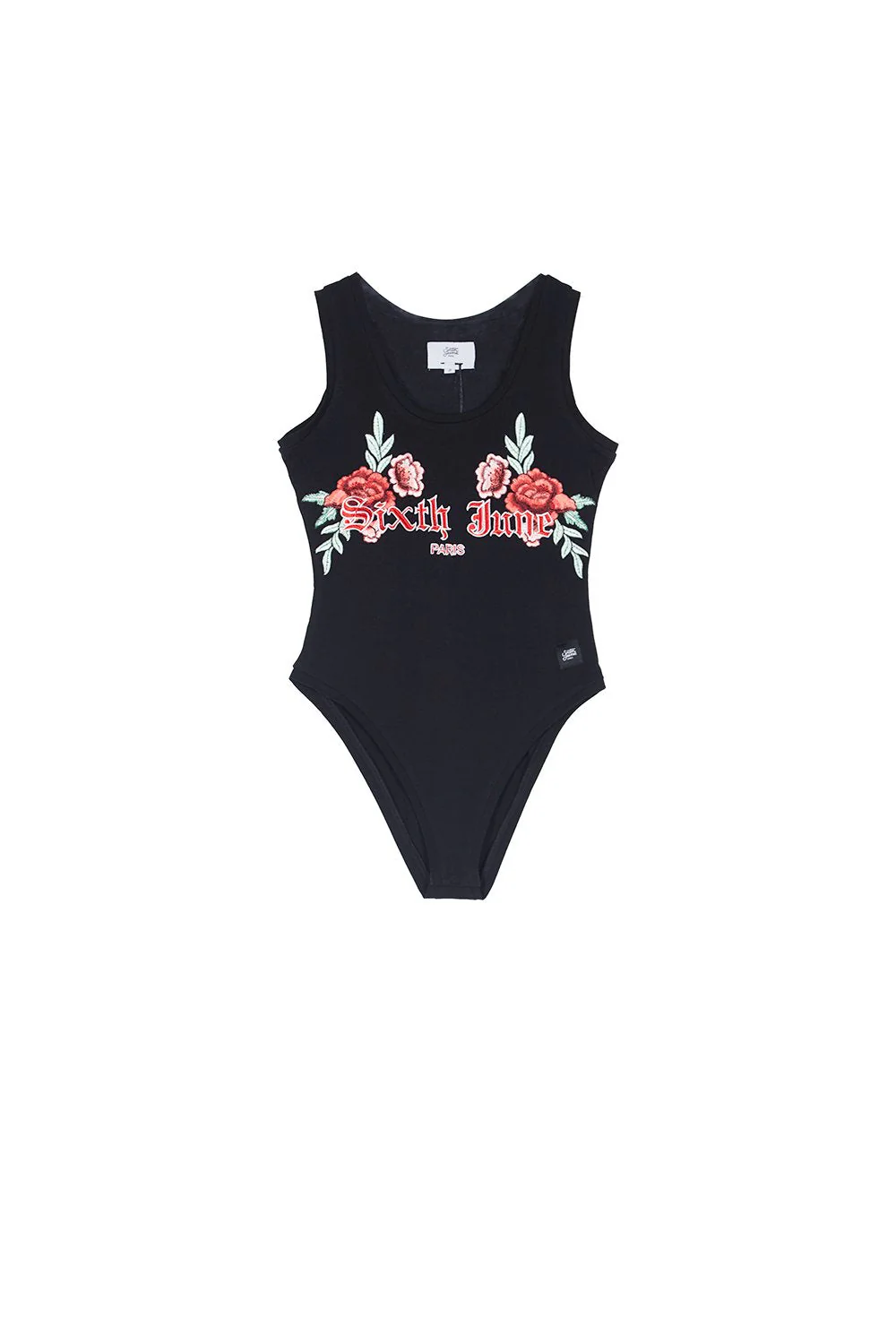 Body imprimé broderies fleurs noir - Image 6