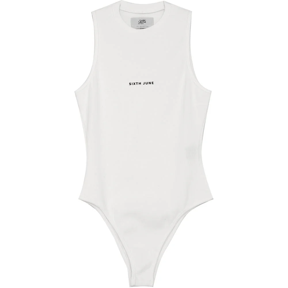 Body côtelé logo Blanc - Image 5
