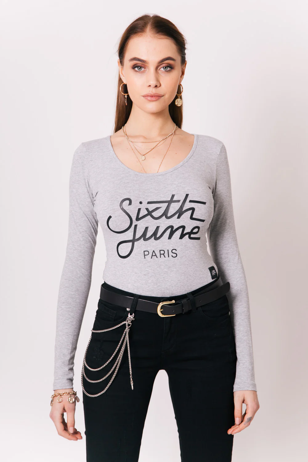 Body manches longues logo gris clair - Image 3