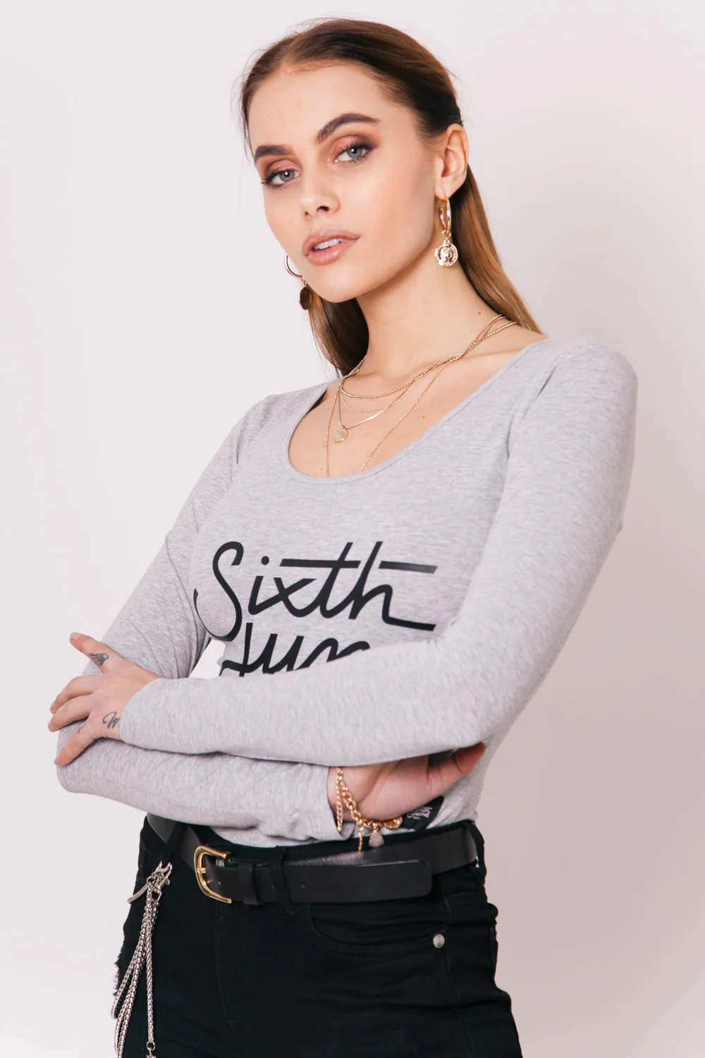 Body manches longues logo gris clair - Image 4