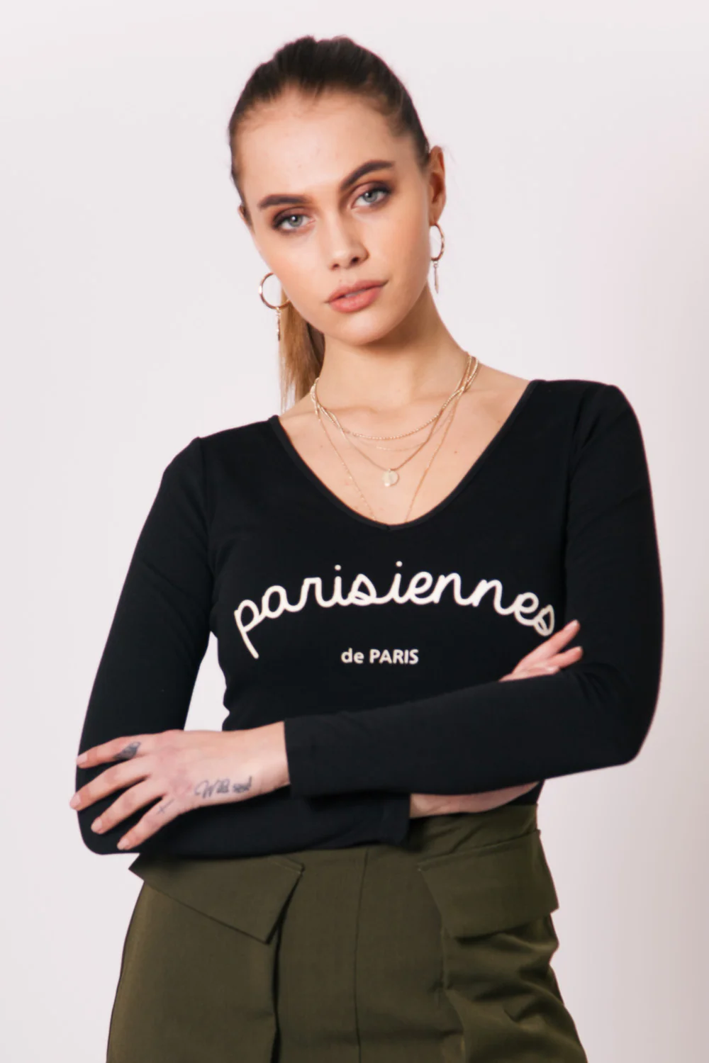 Body Parisiennes col V noir W2189VBO - Image 2
