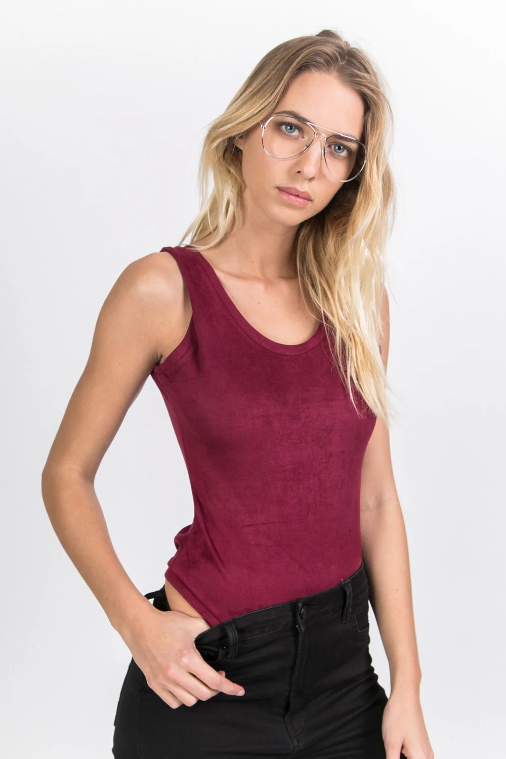Body suédine bordeaux