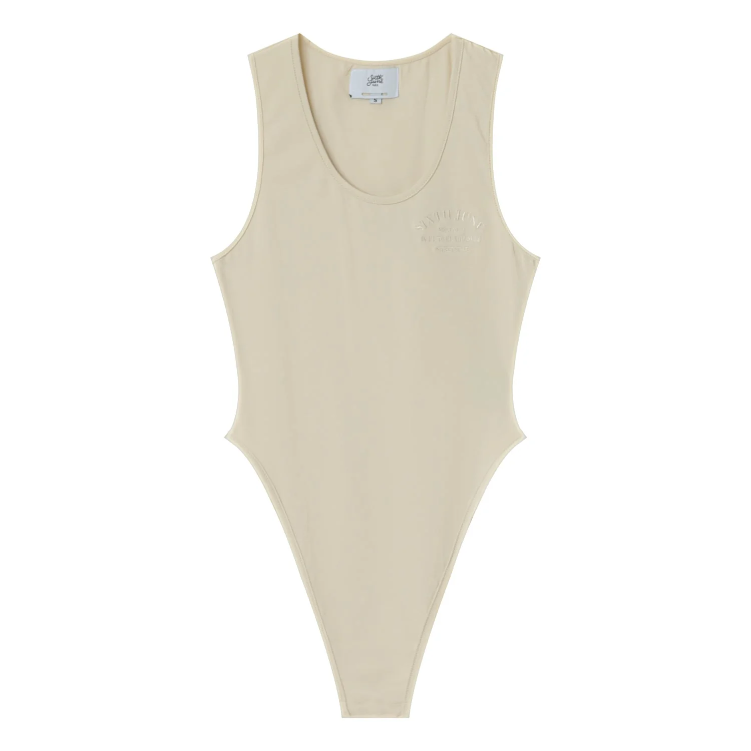 Body brodé large bretelles Beige - Image 6