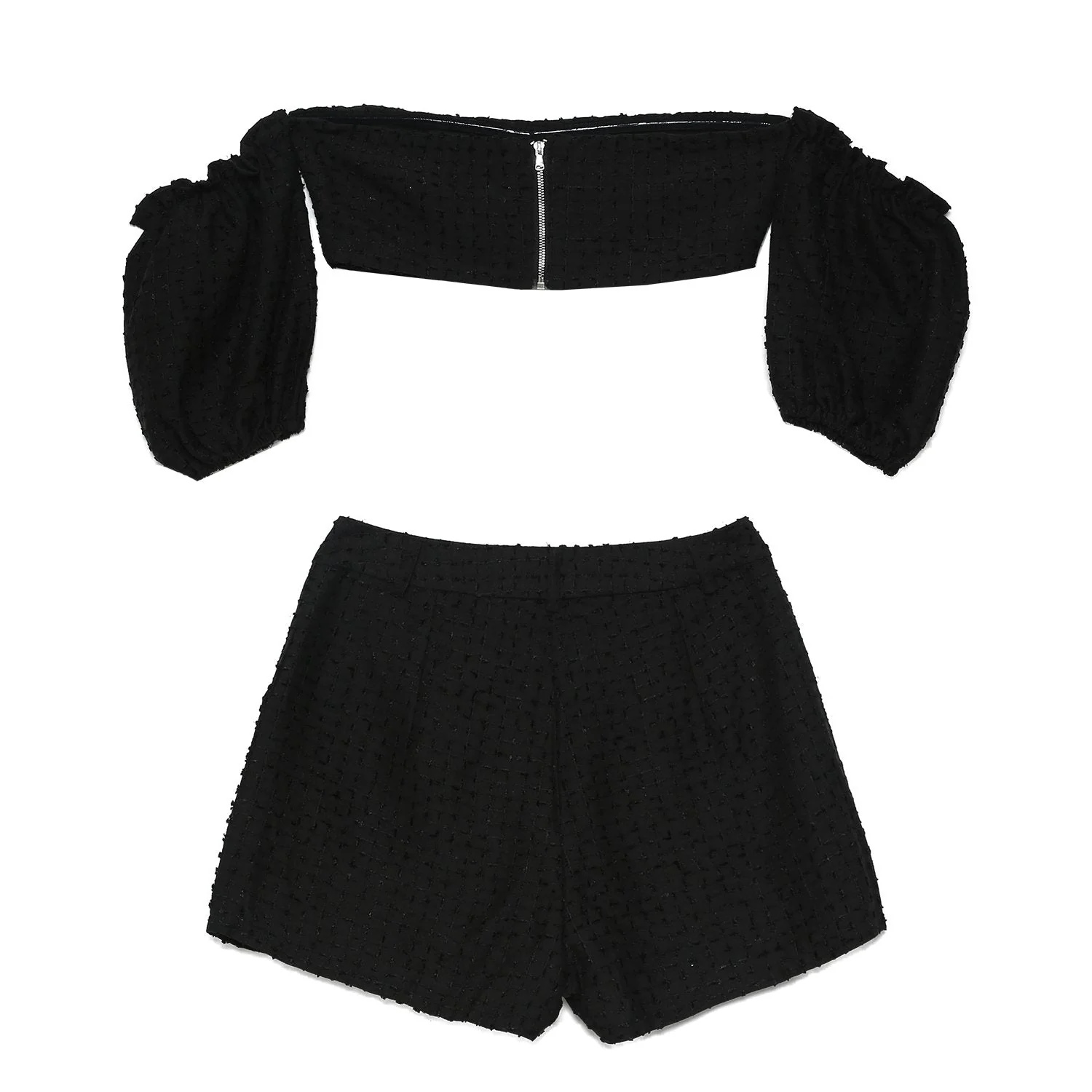 Ensemble top + short boheme texturé Noir - Image 6
