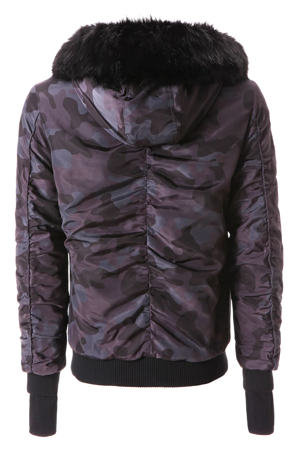 Bomber camouflage capuche fourrure noir M2024CJA - Image 6