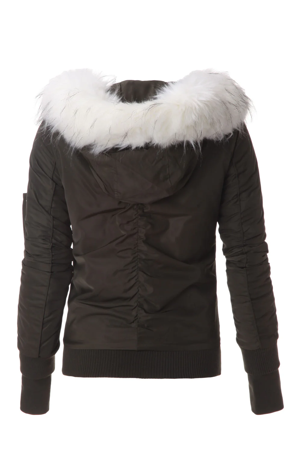 Bomber Femme capuche fourrure kaki blanc W2030CJA - Image 7