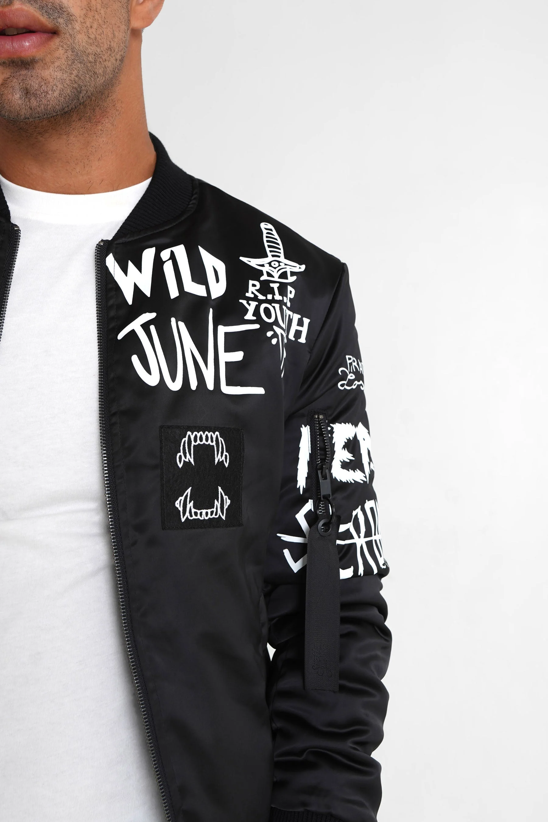 Veste  imprimé Crew noir - Image 3