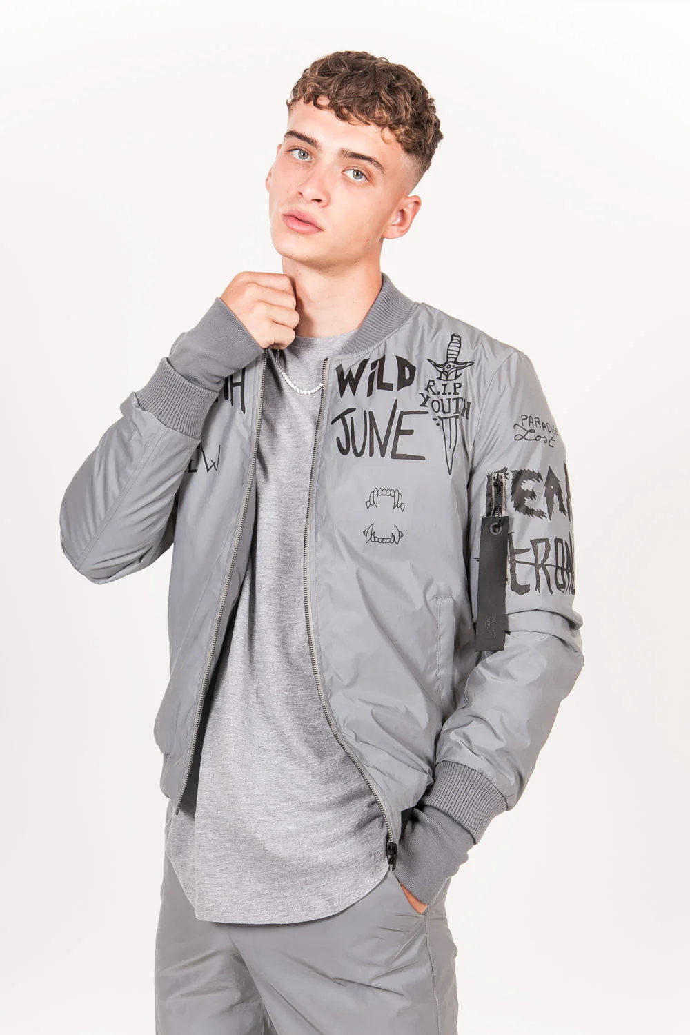 Bomber réfléchissant Crew gris - Image 3