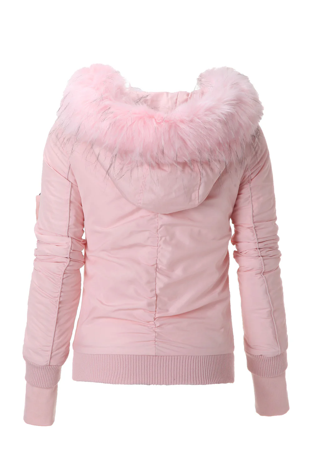 Bomber Femme capuche fourrure rose W2030CJA - Image 5