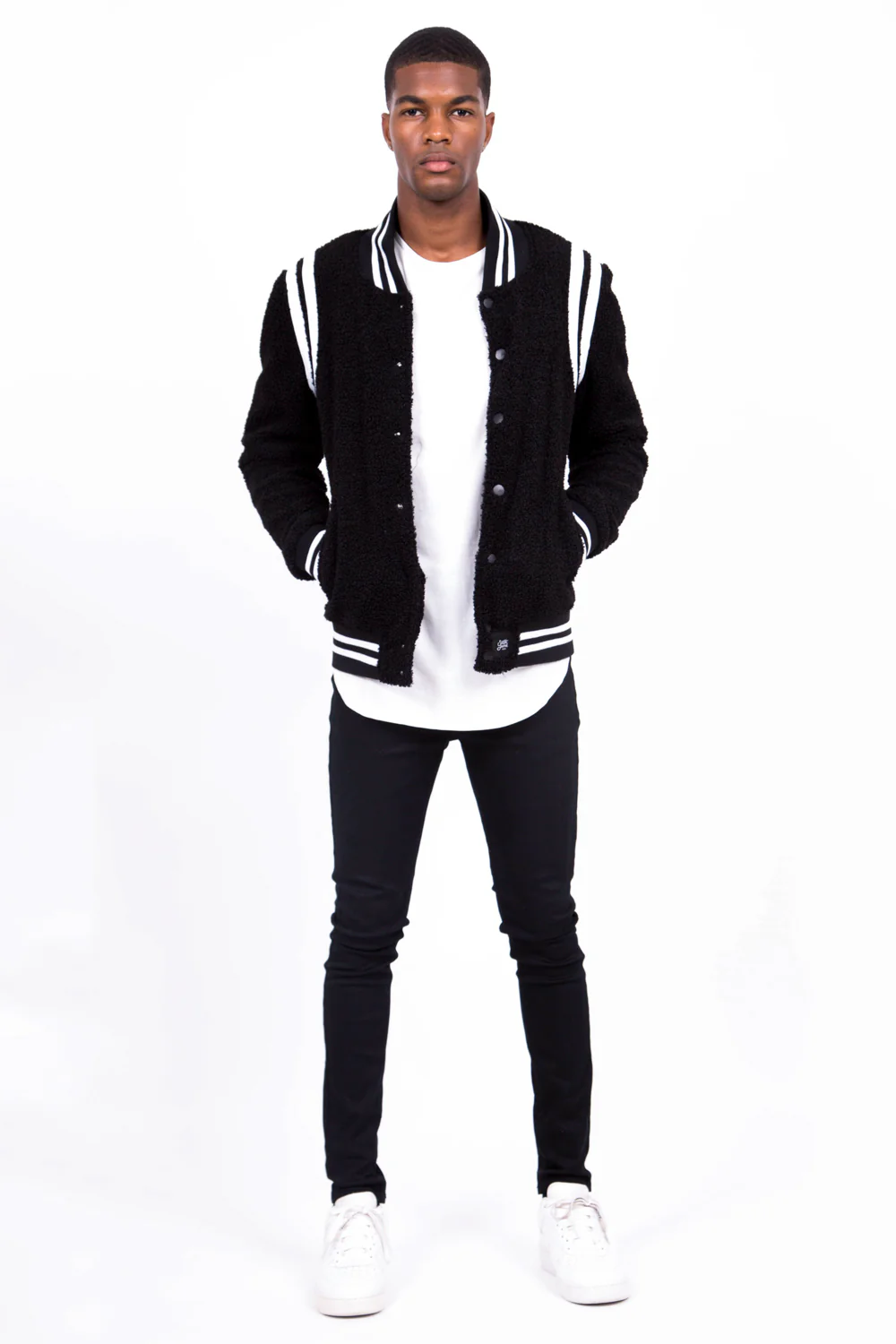 Bomber teddy sherpa bandes noir blanc - Image 6