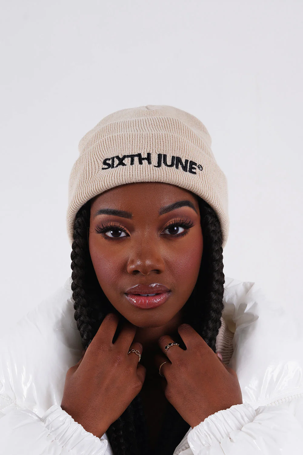 Bonnet mixte logo brodé Beige - Image 5