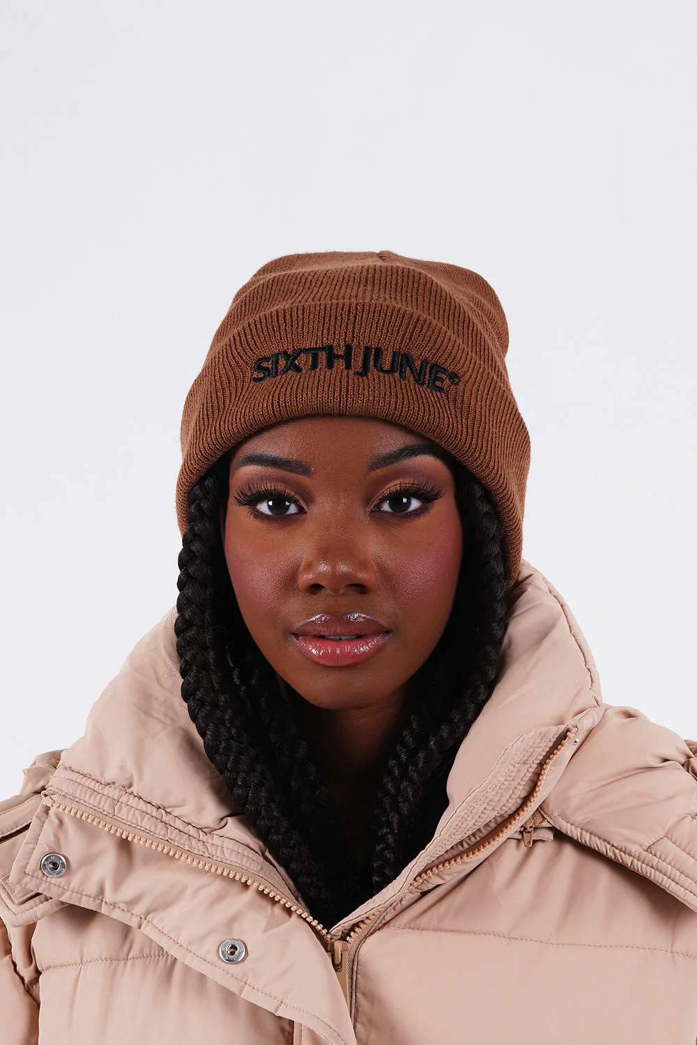 Bonnet mixte logo brodé Marron - Image 5