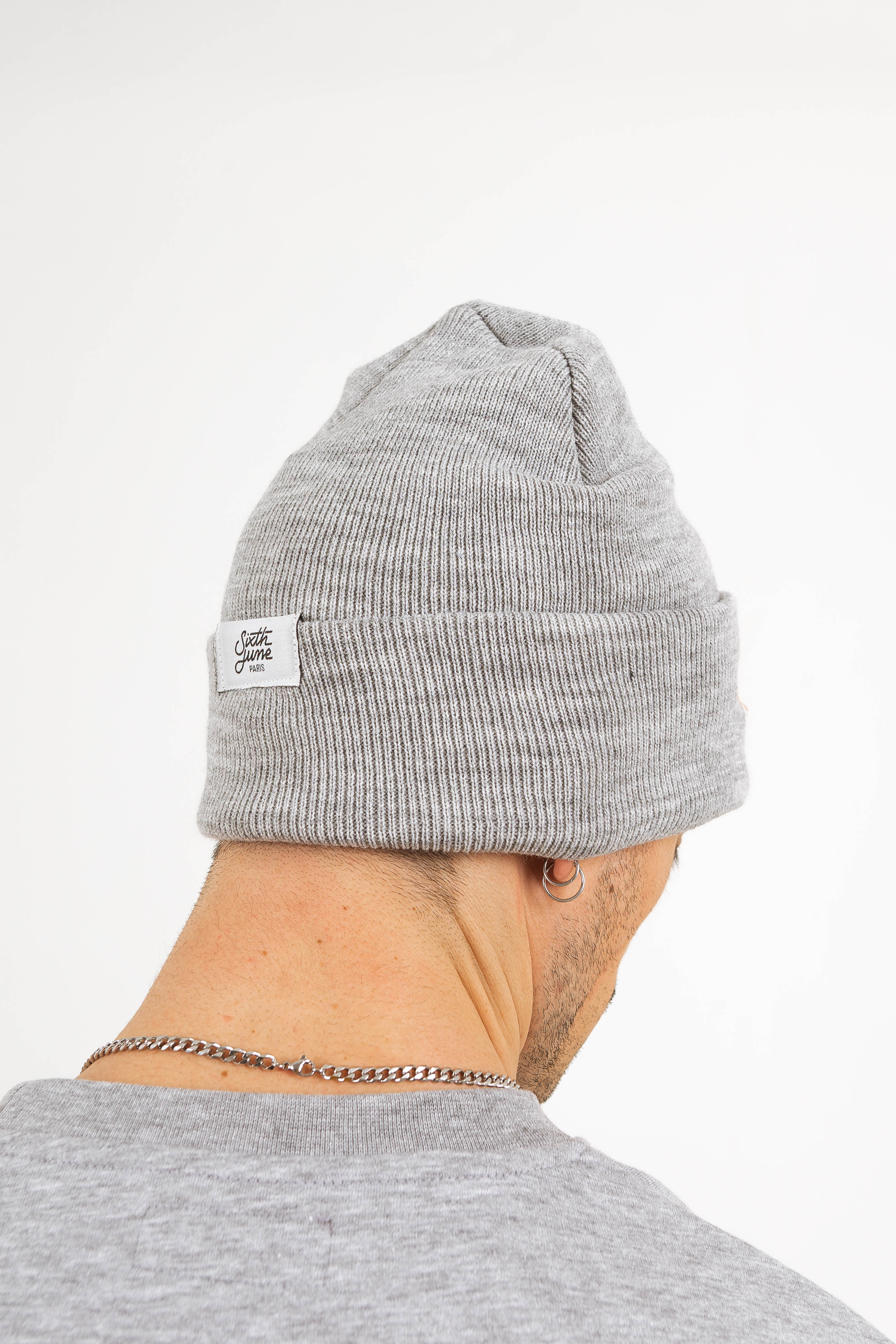 Bonnet mixte logo brodé gris - Image 3