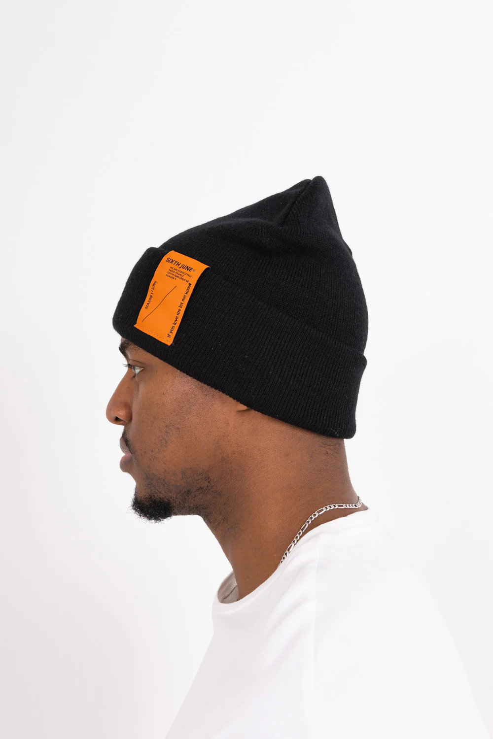 Bonnet unisexe maille patch Noir - Image 3