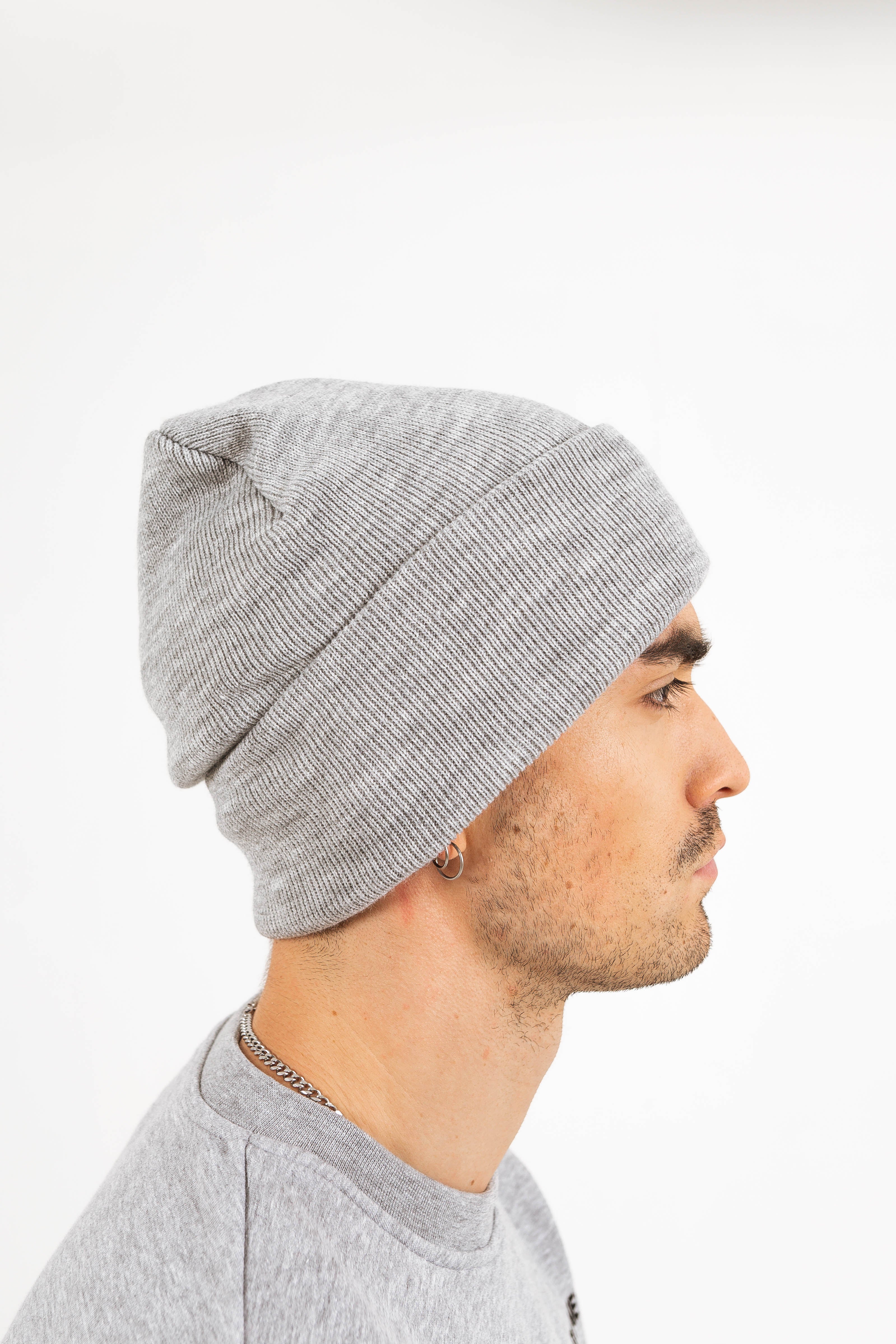 Bonnet unisexe maille patch Gris - Image 3
